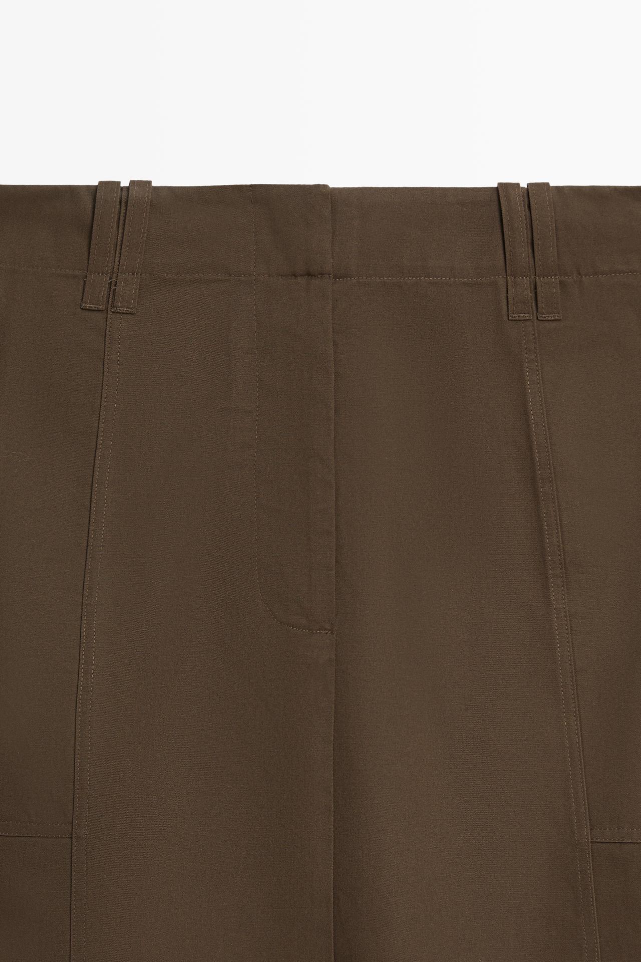 100% Cotton Midi Skirt — BROWN