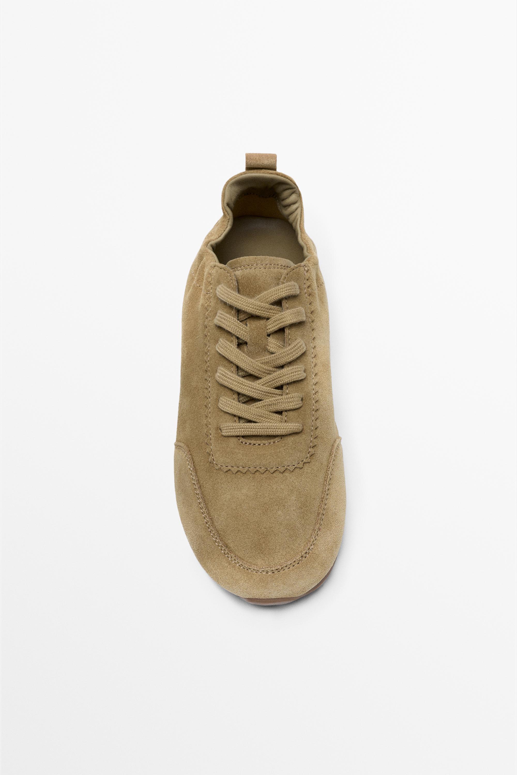 Soft leather trainers — CAMEL