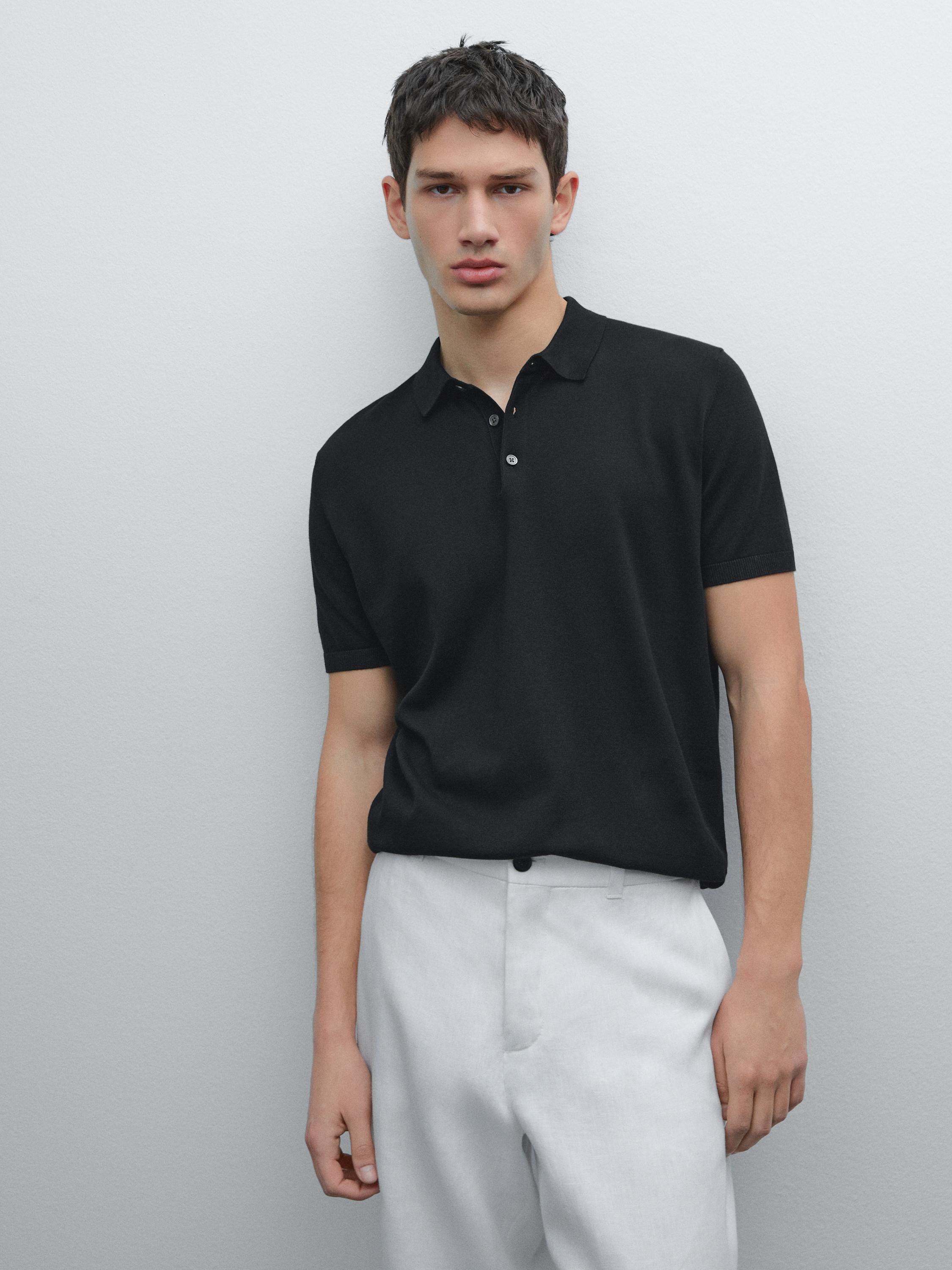 Short sleeve cotton polo sweater