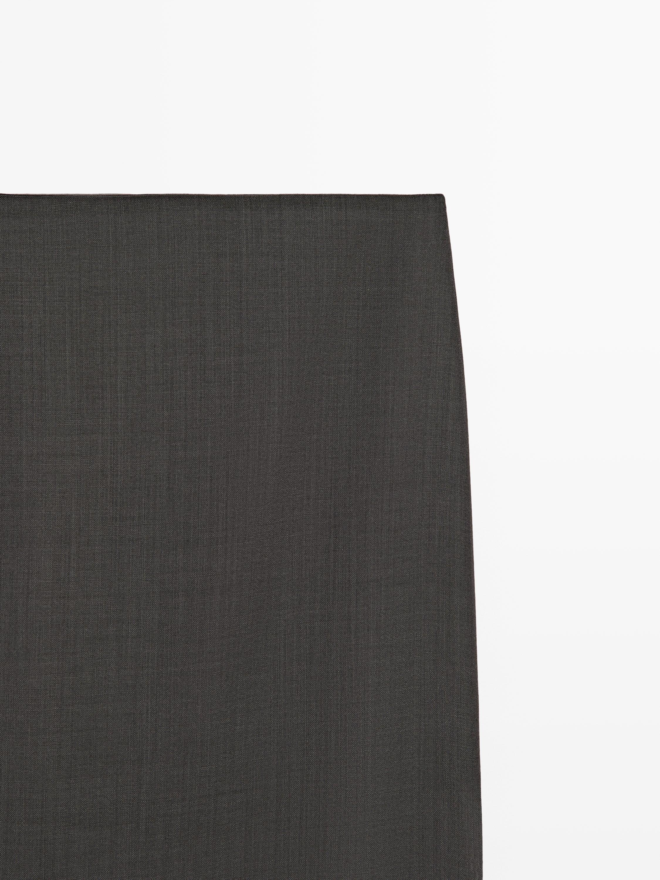 Straight midi skirt with sheer detail - STUDIO — GREY