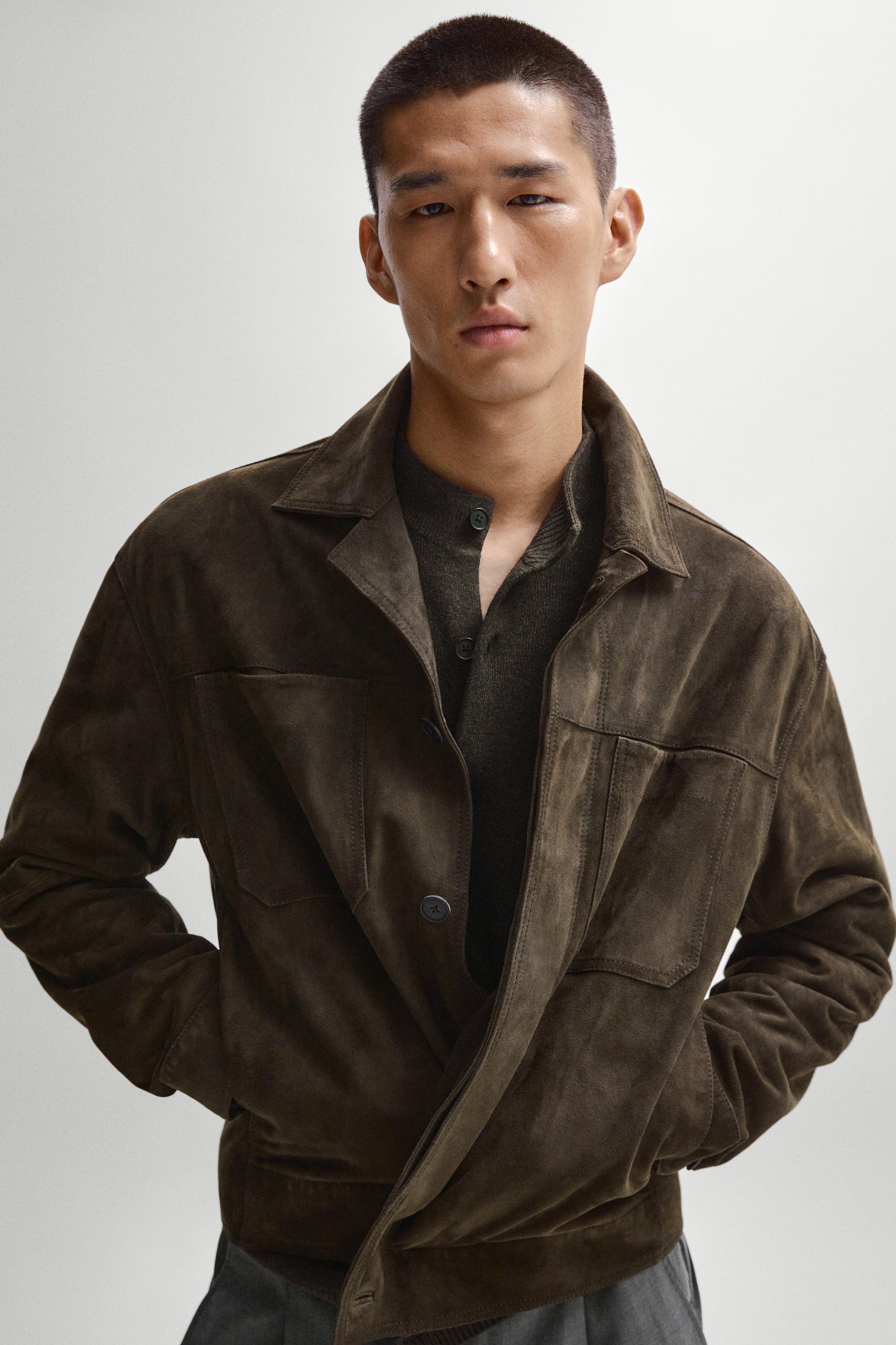 Massimo Dutti Süet deri relaxed fit ceket görsel 7