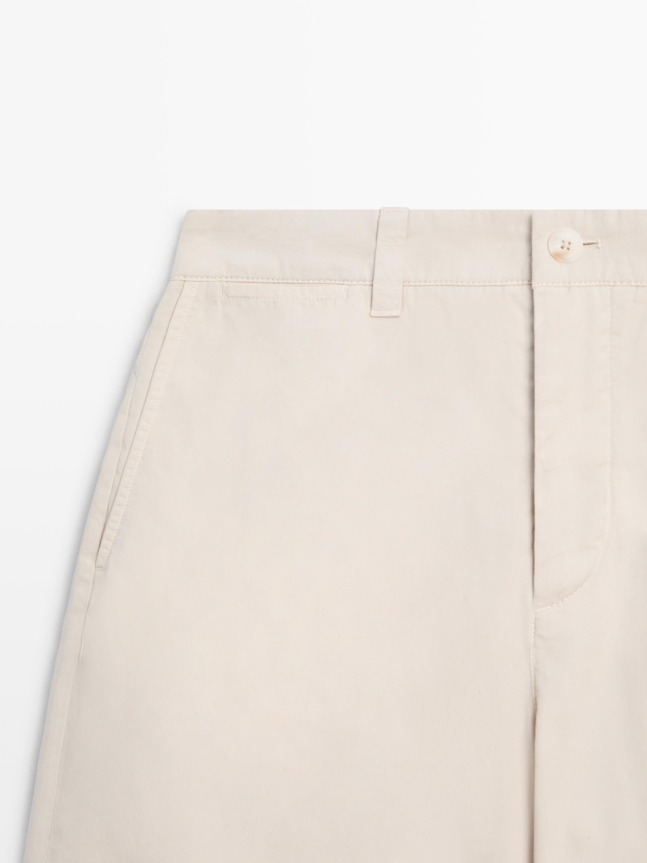 Cotton Bermuda shorts with waist detail — SAND