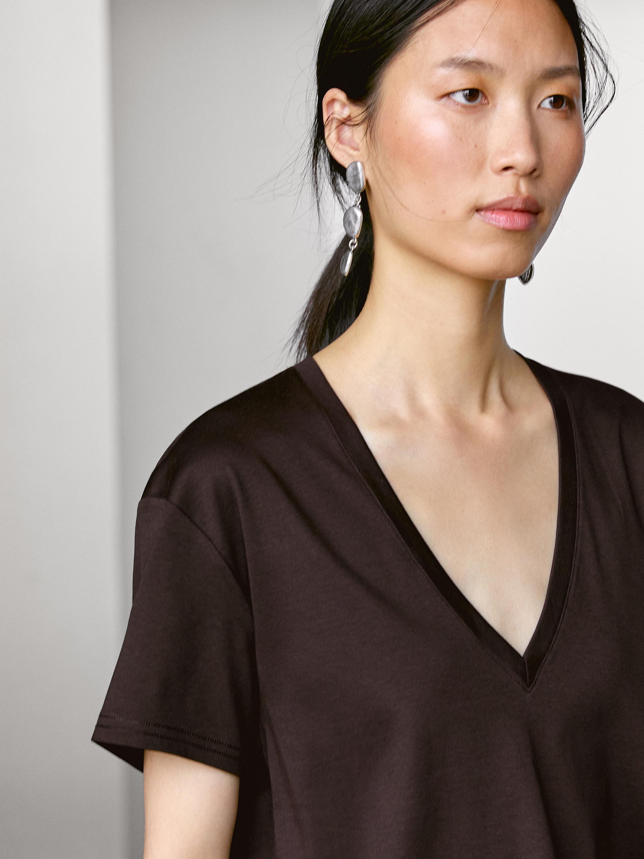 Wijd T-shirt met V-hals