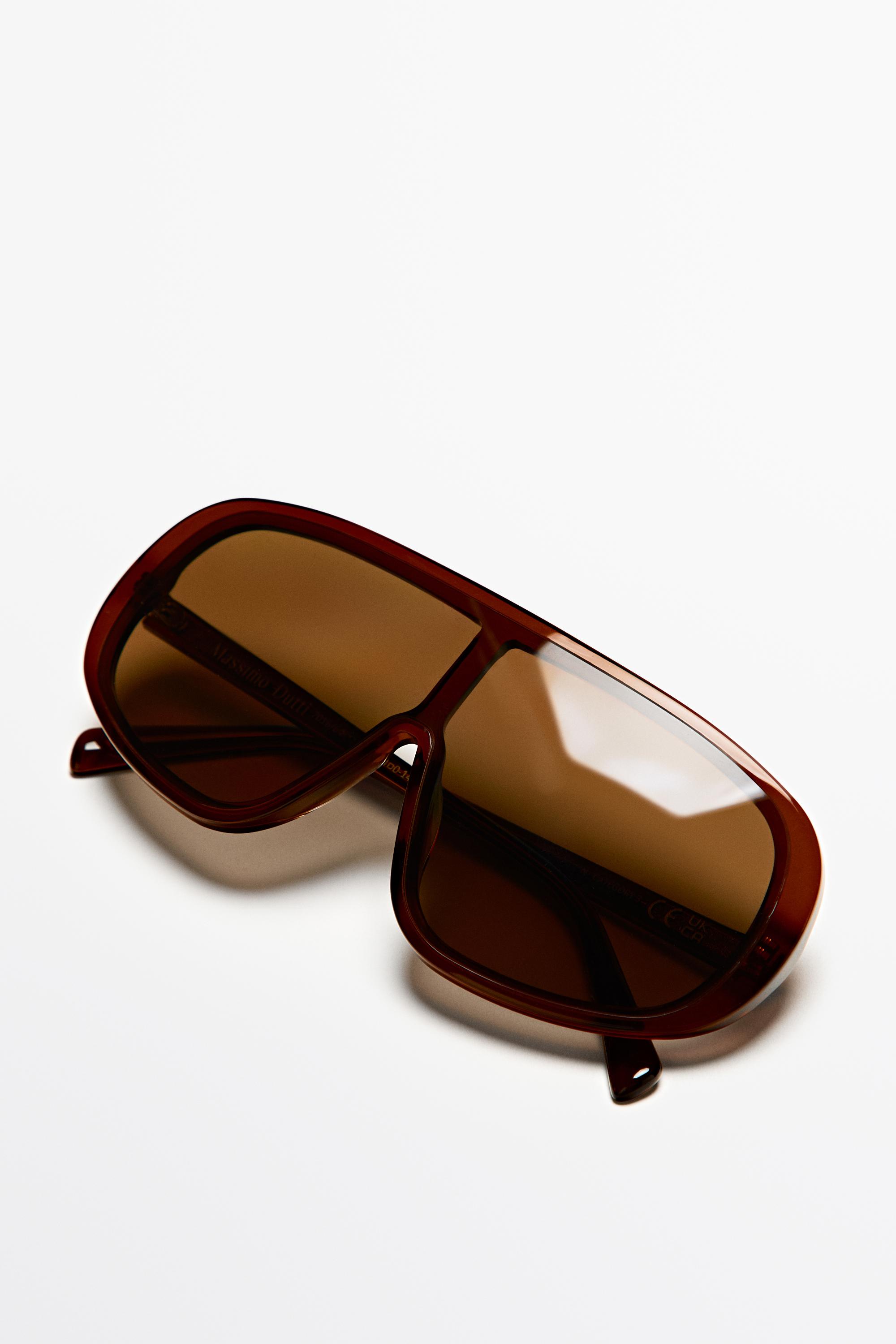 Oversized wrap sunglasses — Caramel
