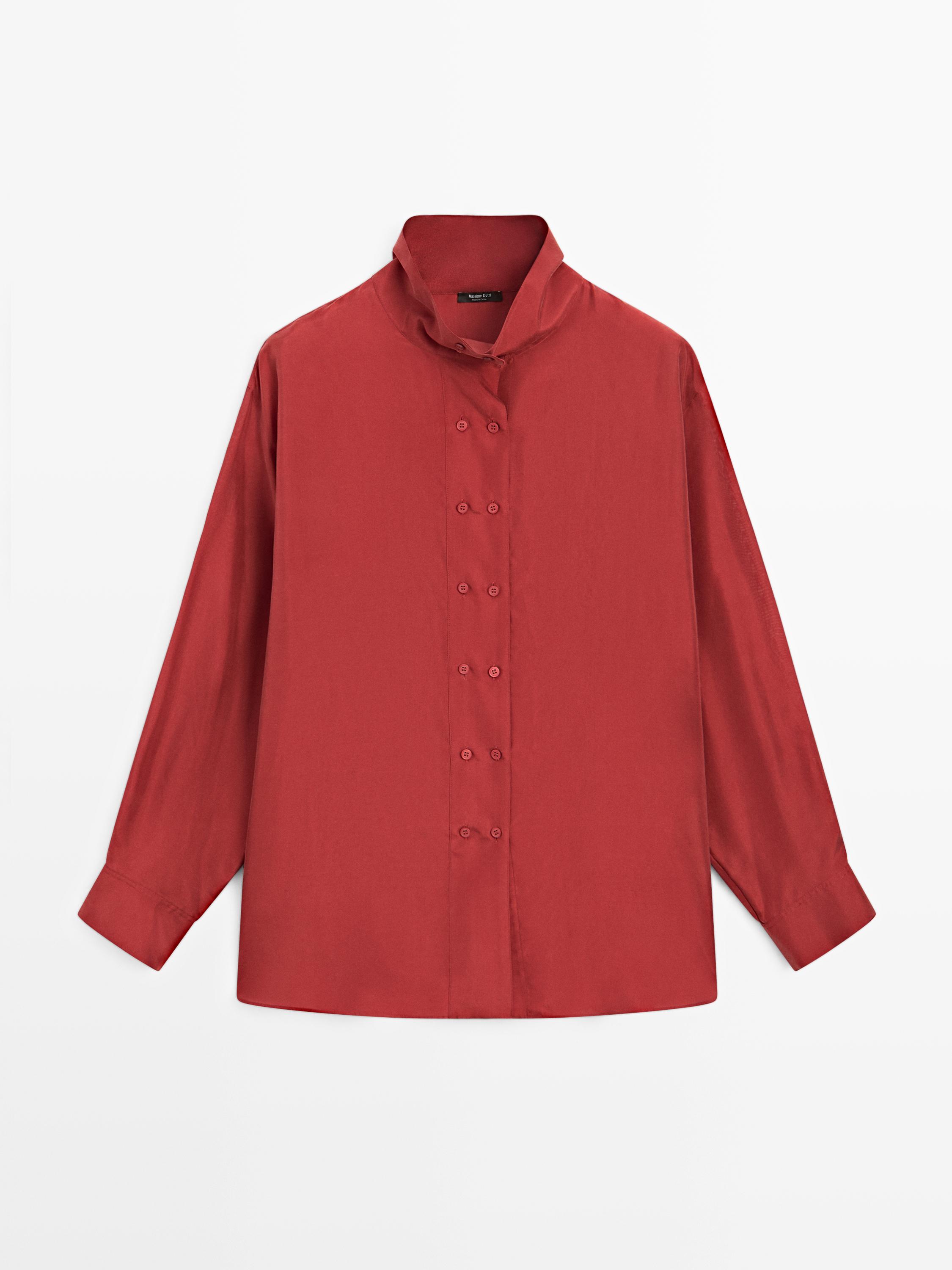 100% silk shirt with button details