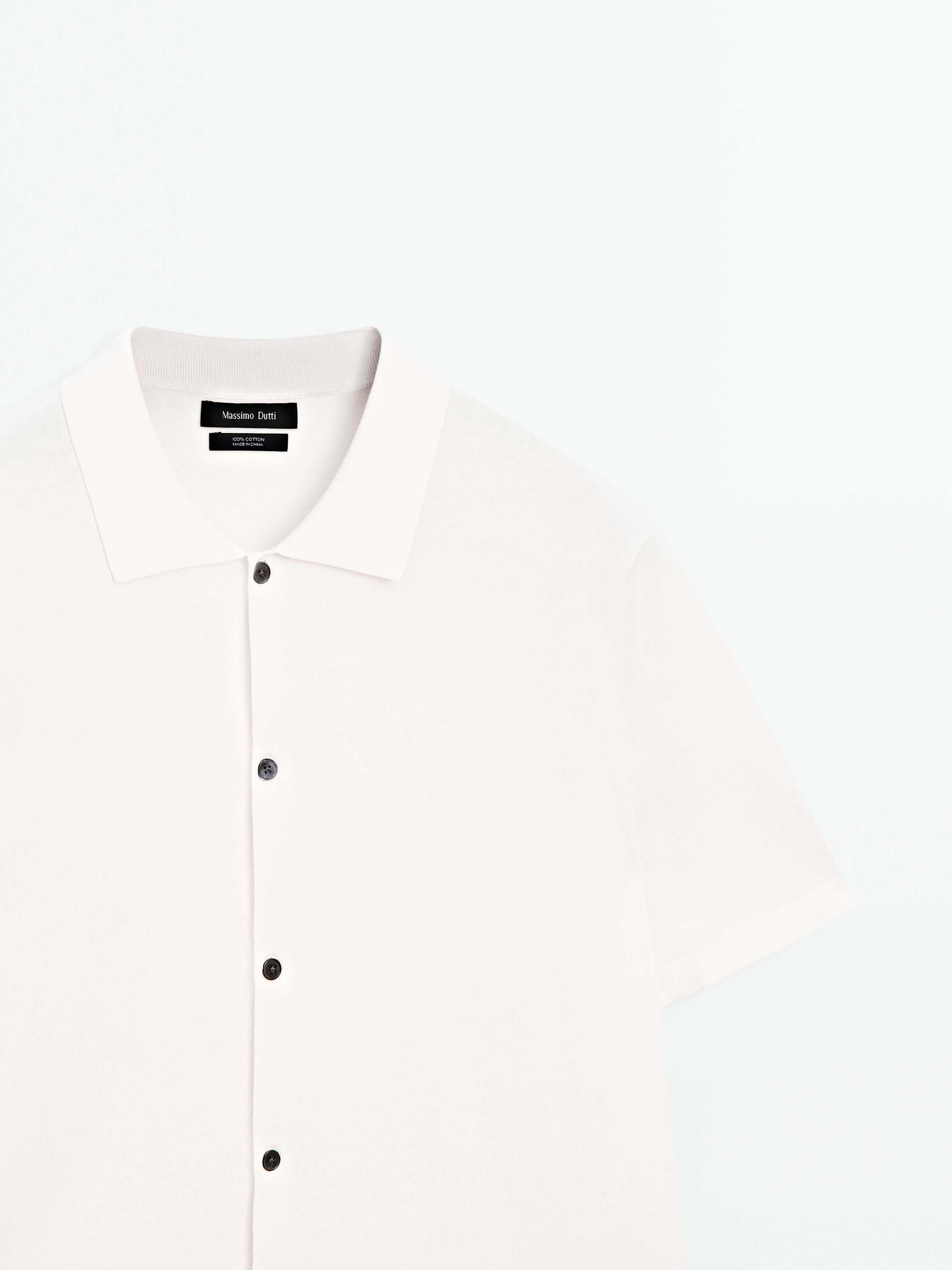 Knit cardigan with polo collar