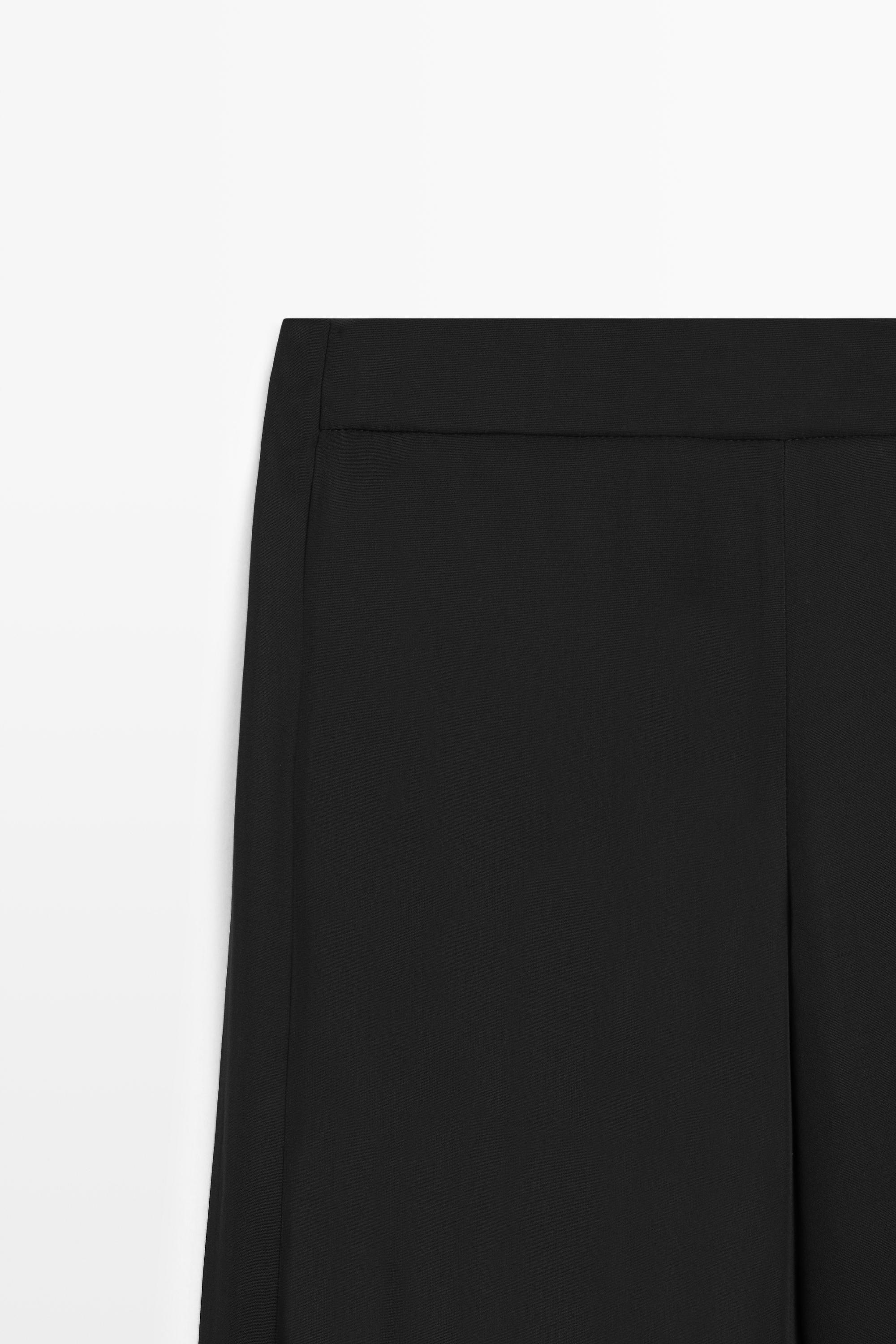Straight-leg flowing pants — BLACK