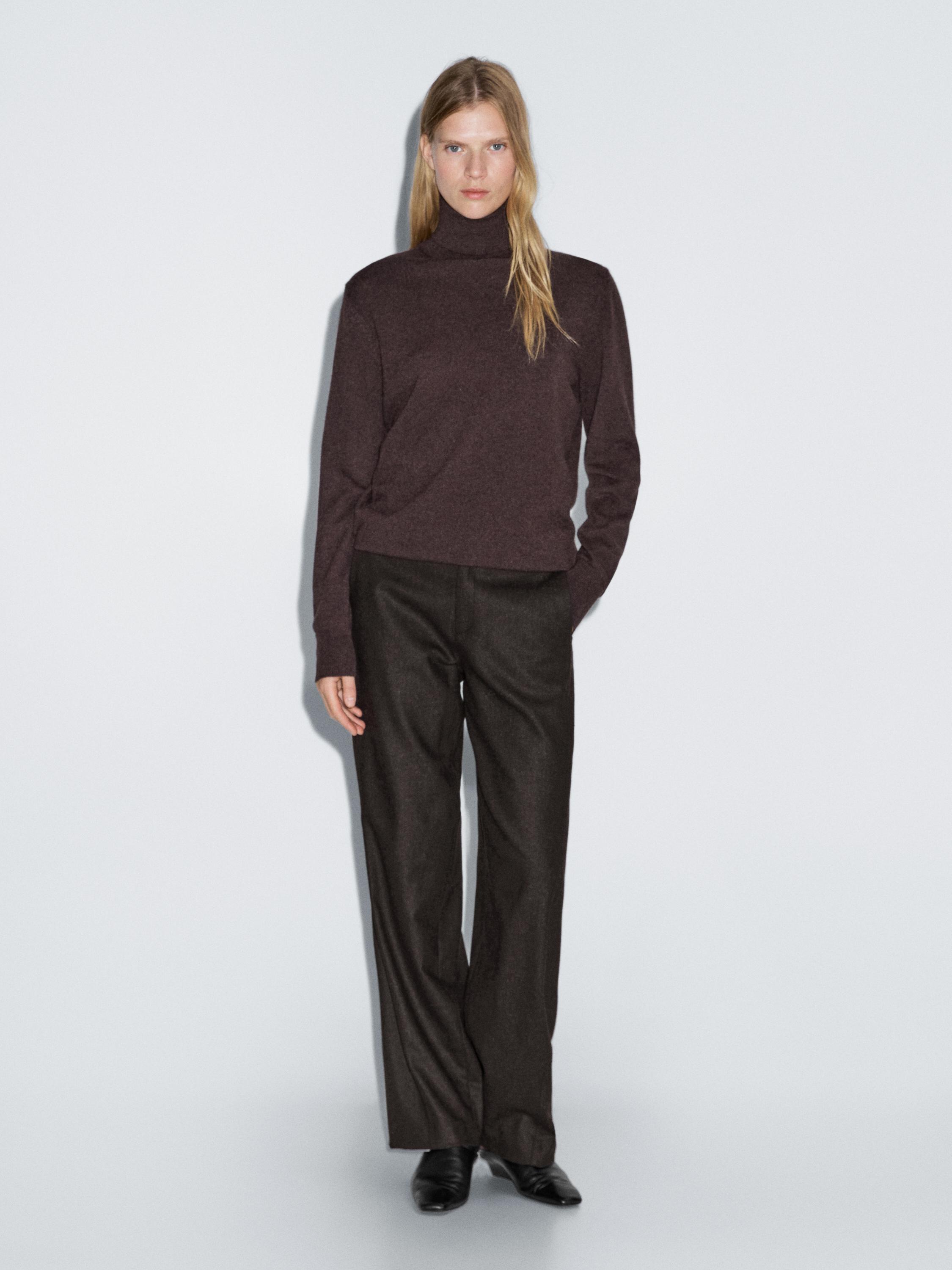 Wool blend flannel trousers