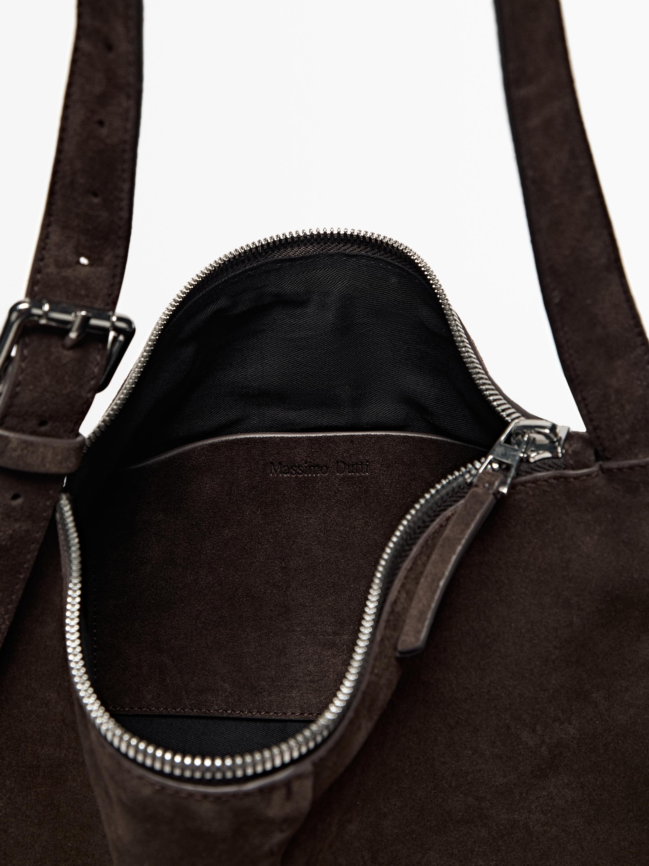 Split suede leather crossbody bag