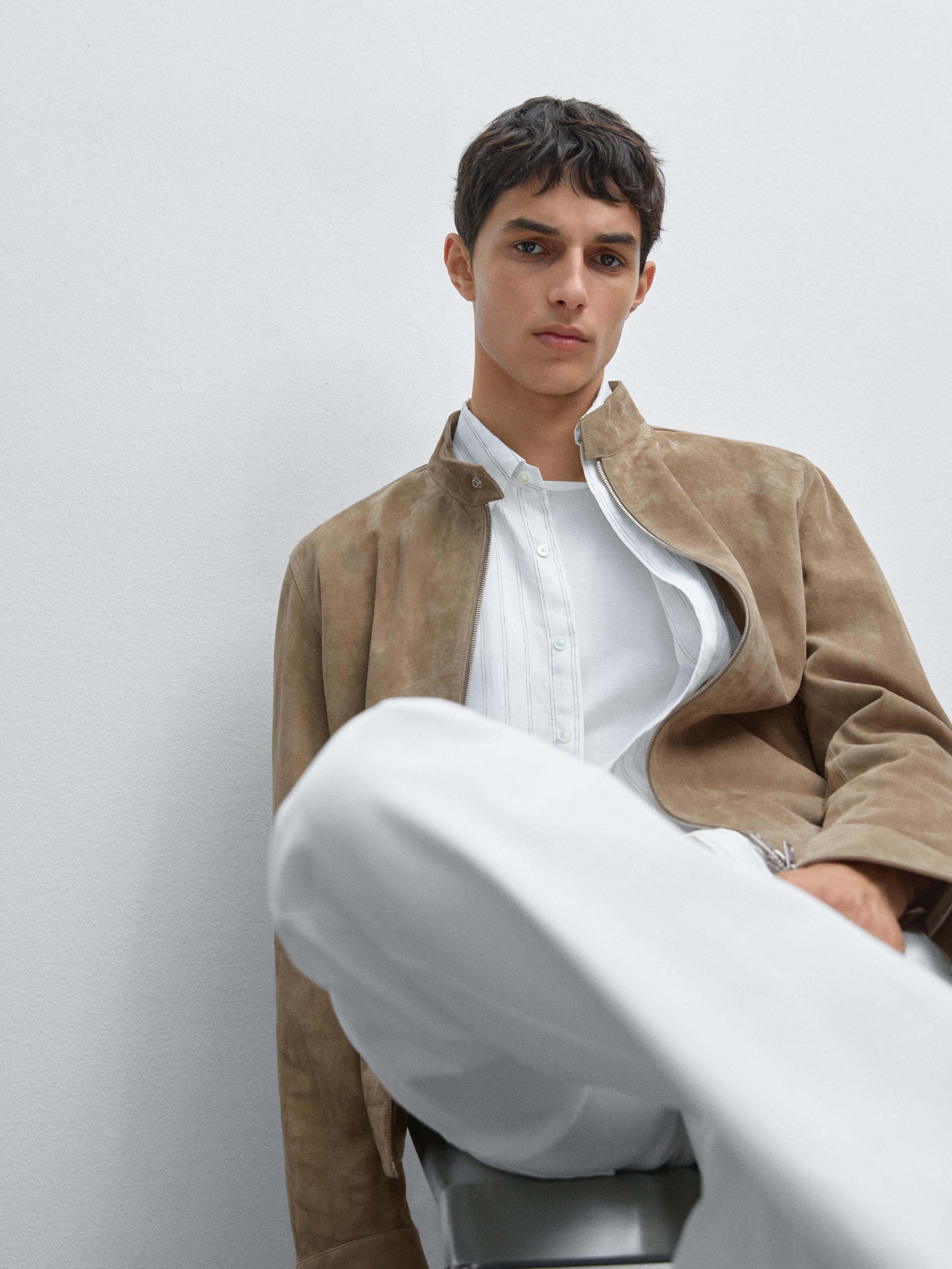 Short suede goatskin jacket