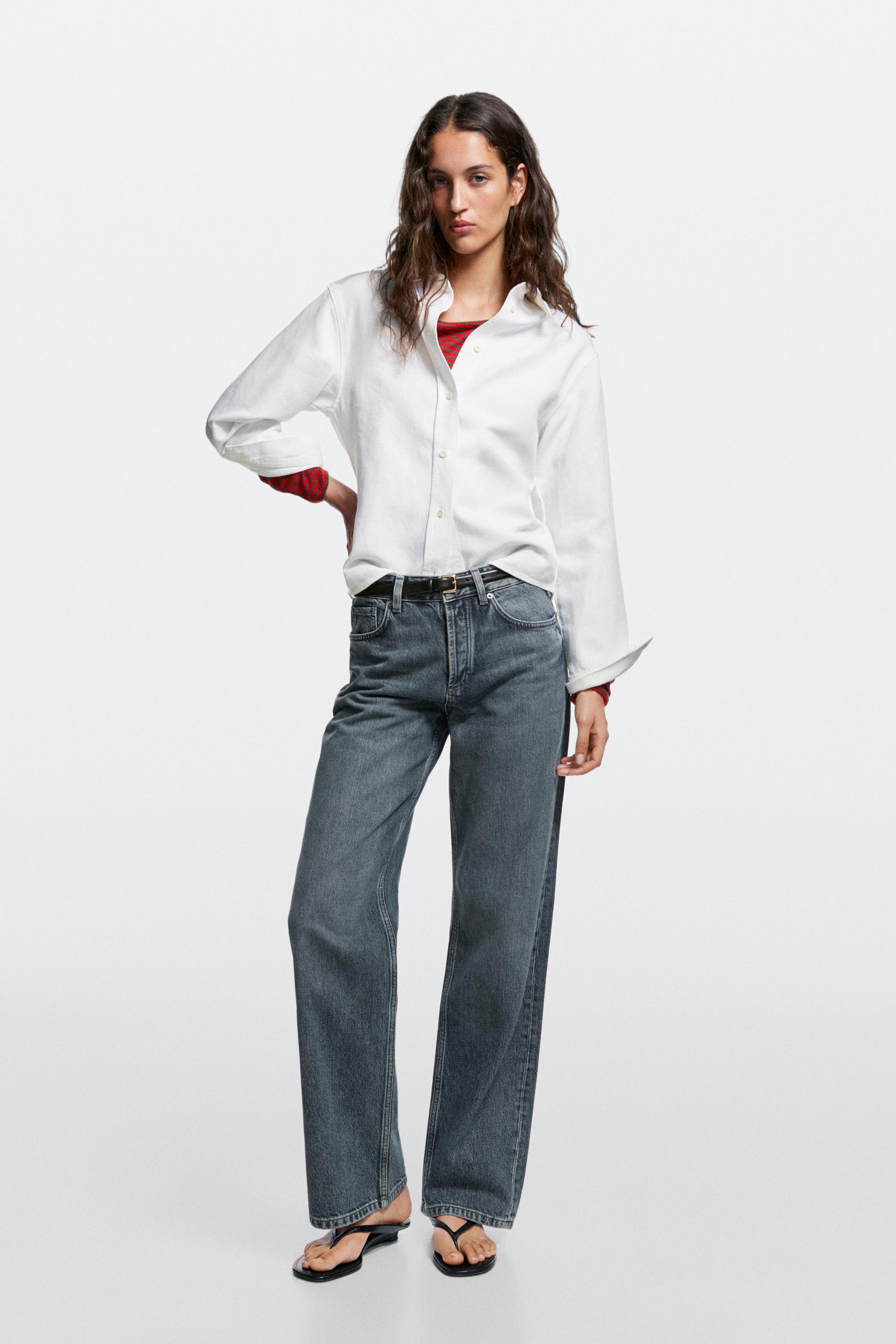 Mid-waist wide-leg jeans — MEDIUM BLUE
