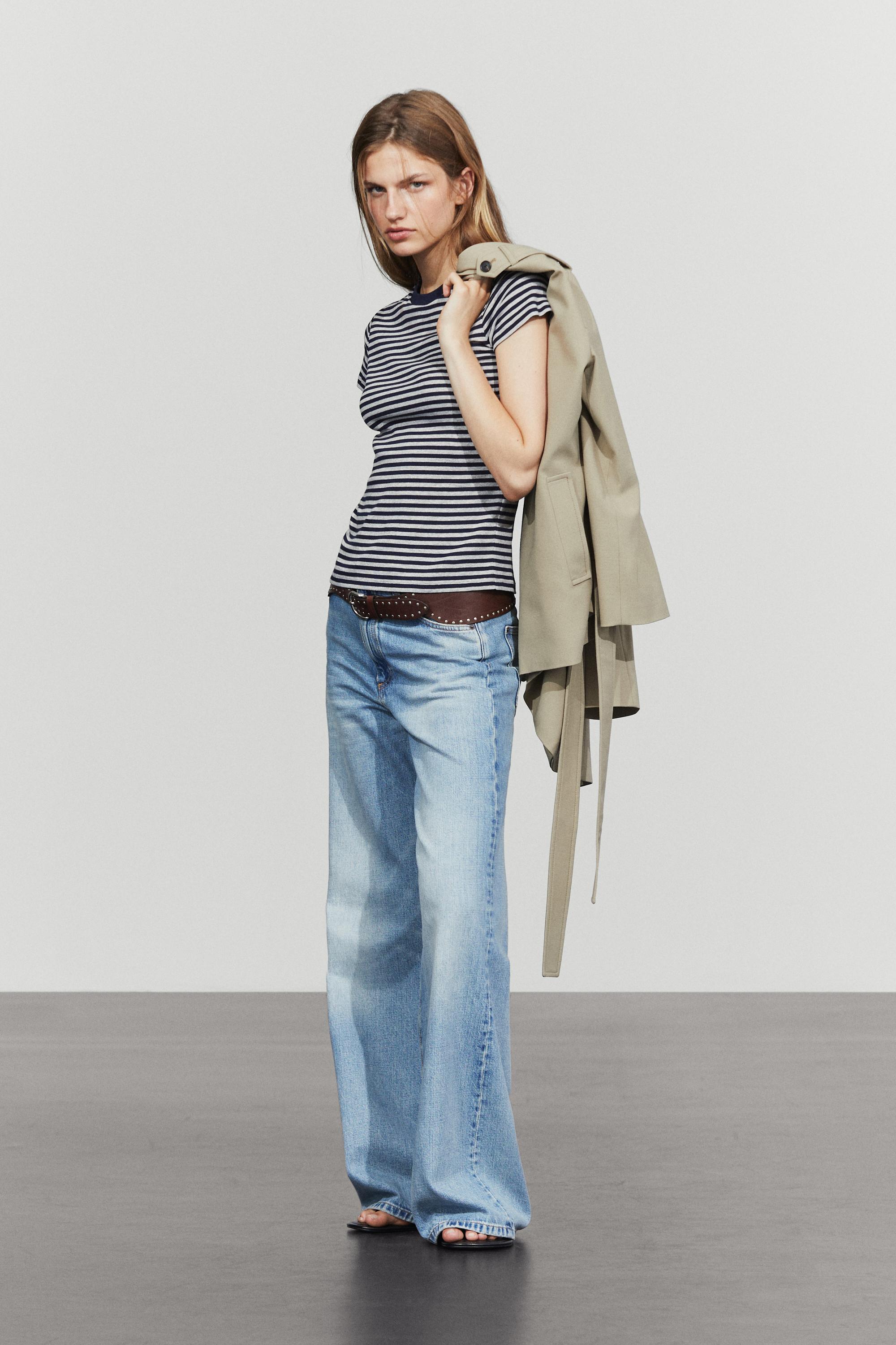 Massimo Dutti Fitilli çizgili kısa kollu t-shirt