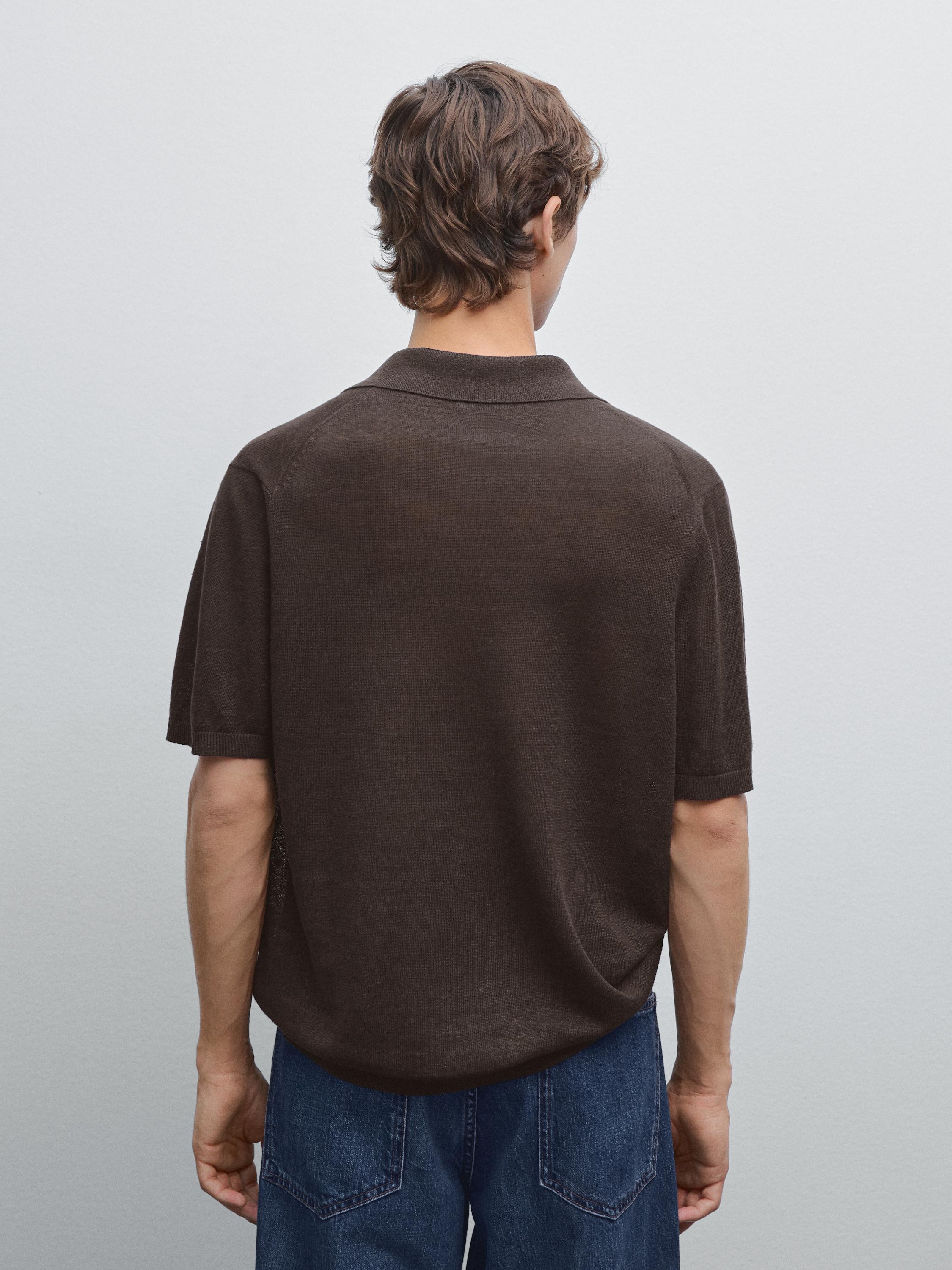 100% linen knit polo shirt