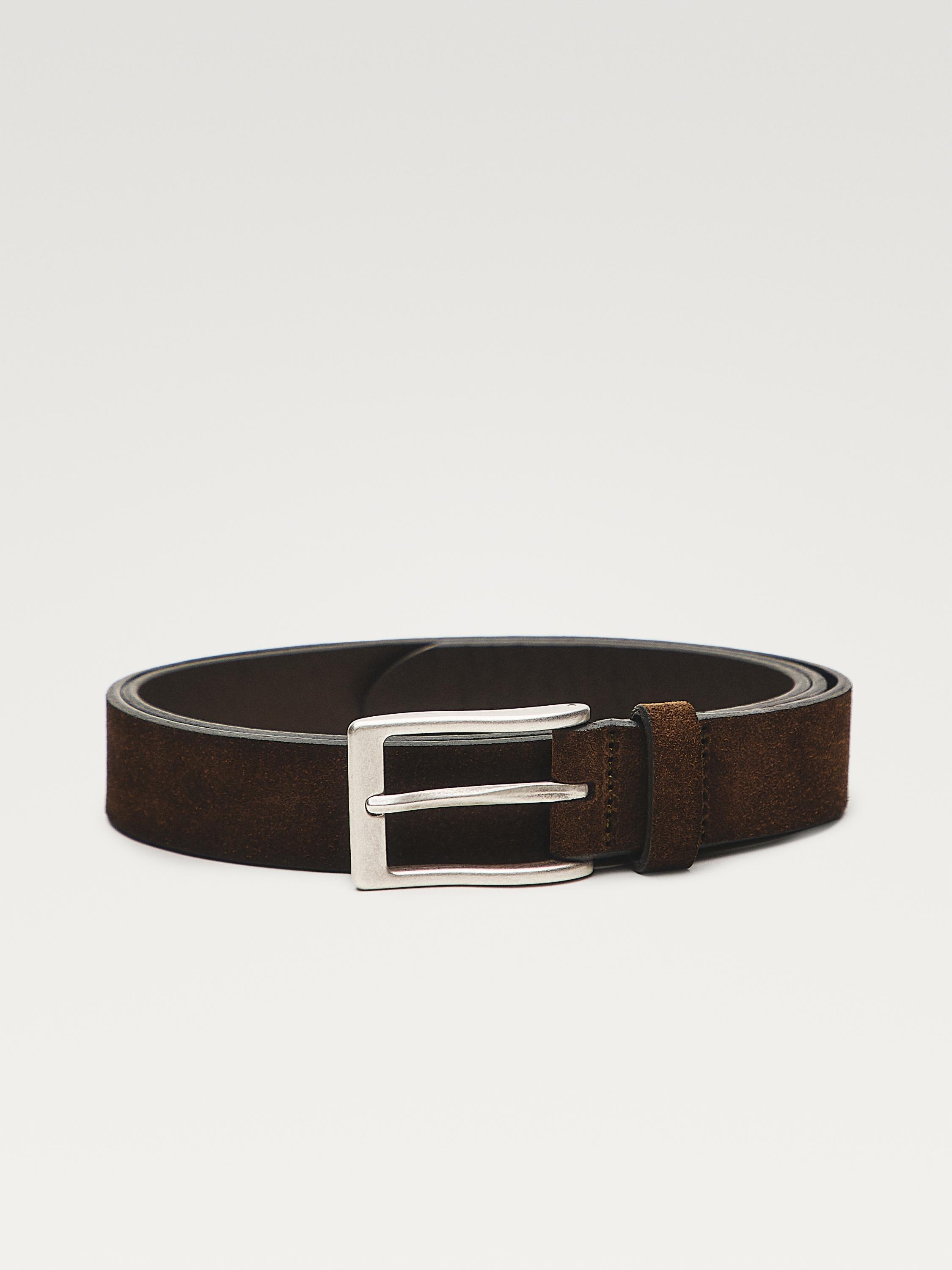 Plush nappa leather belt — KHAKI