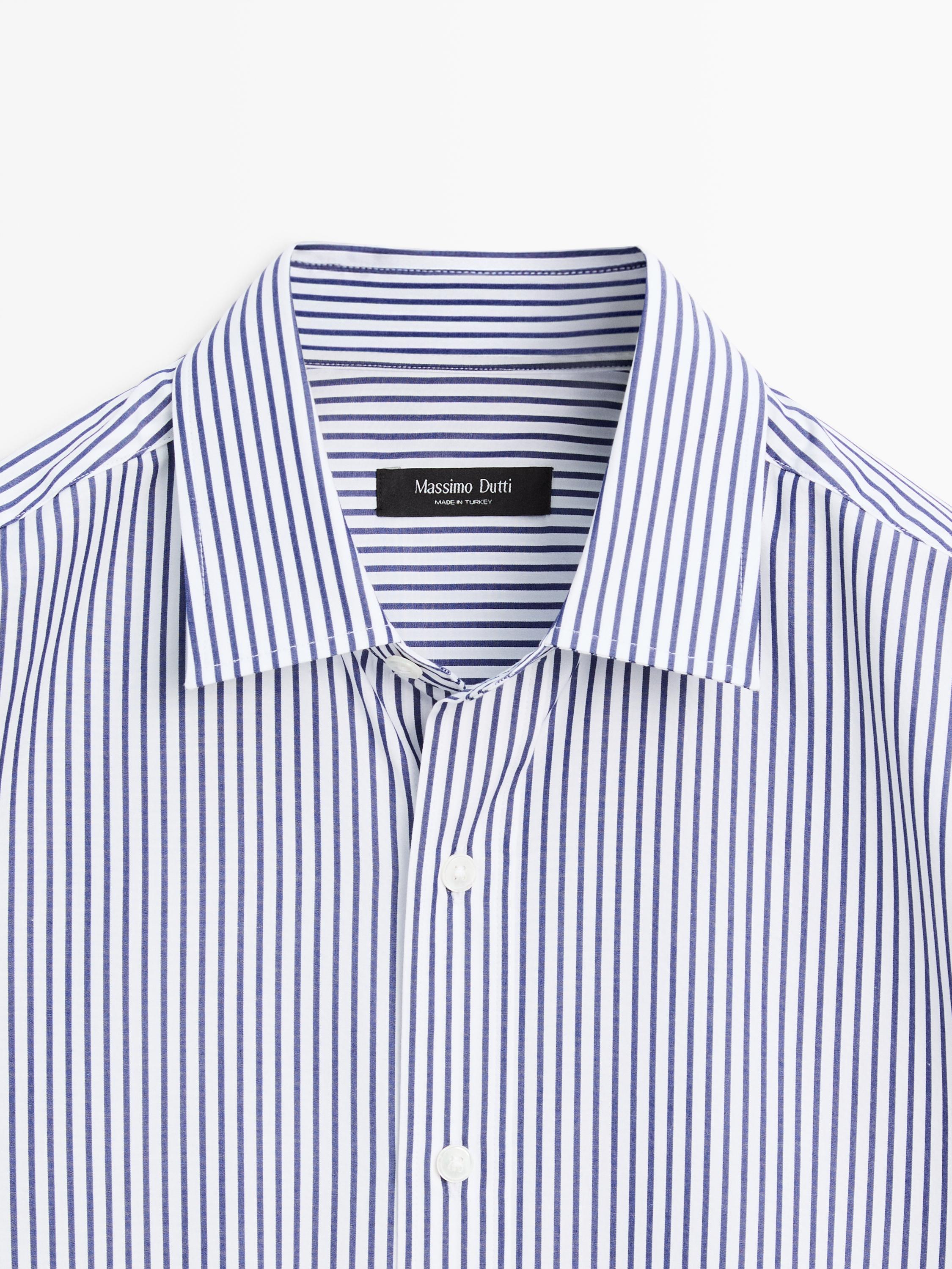 Regular fit striped poplin shirt