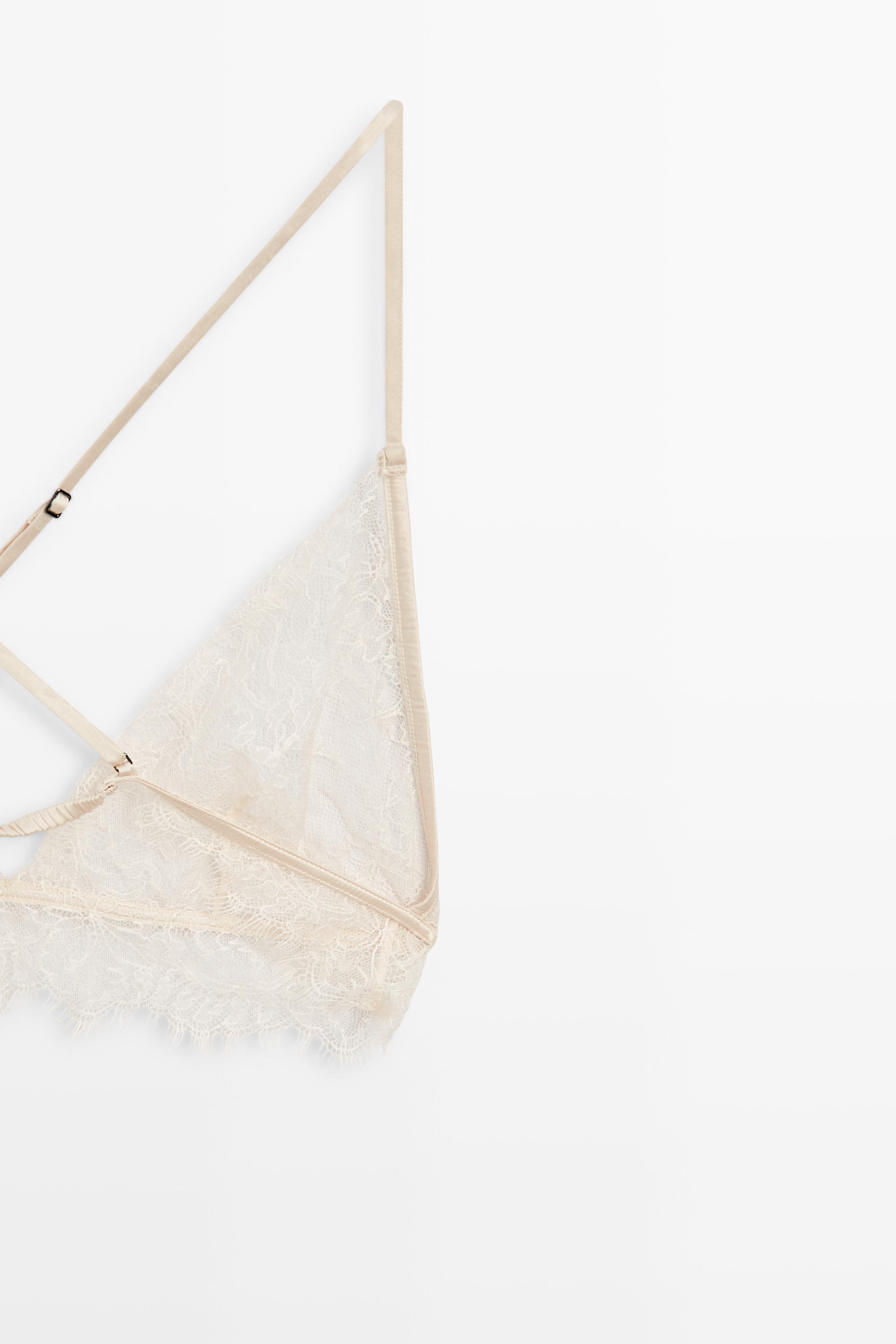 Lace bralette with scalloped hem — CREAM