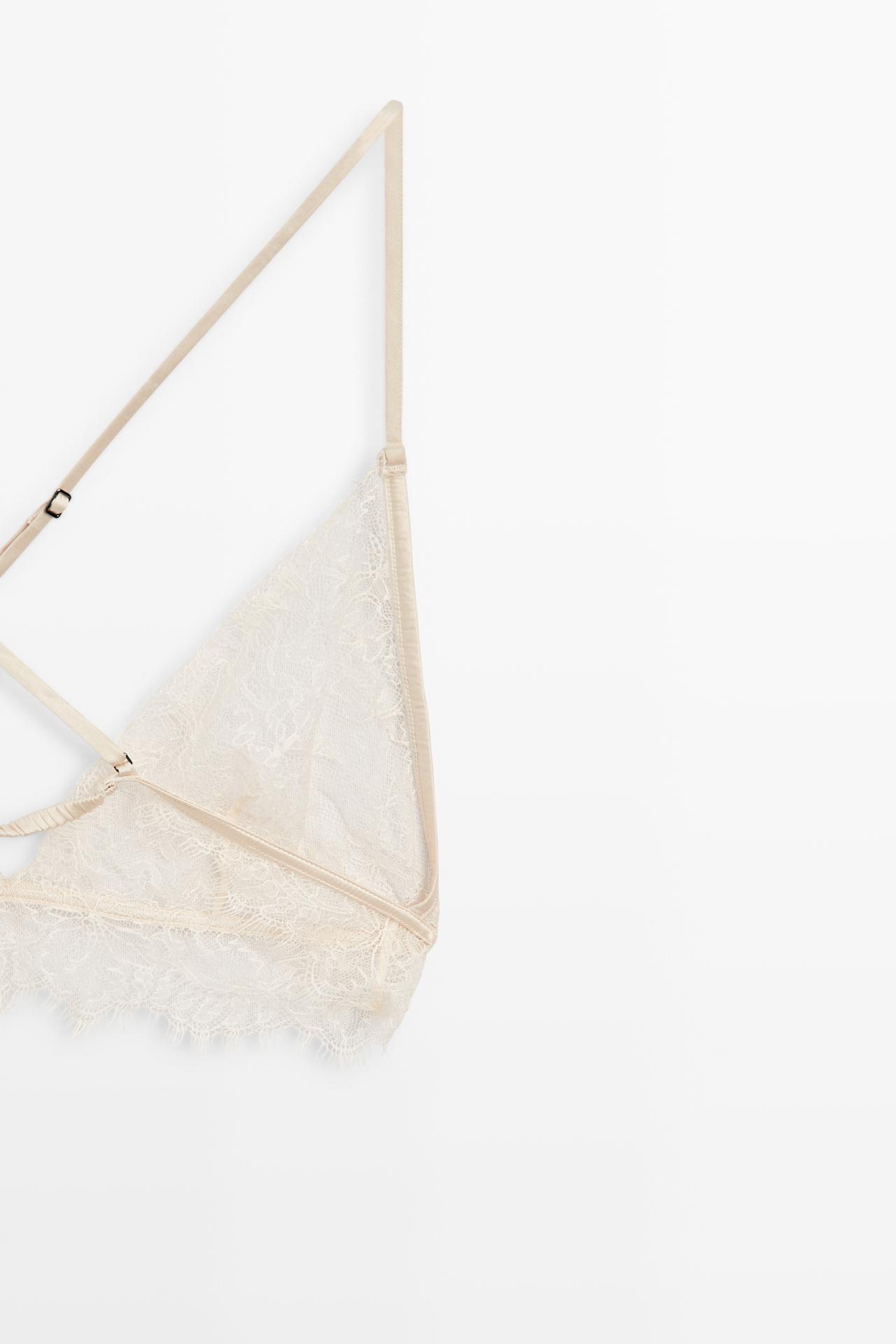 Lace bralette with scalloped hem — CREAM