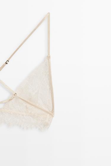 Lace bralette with scalloped hem — CREAM 7
