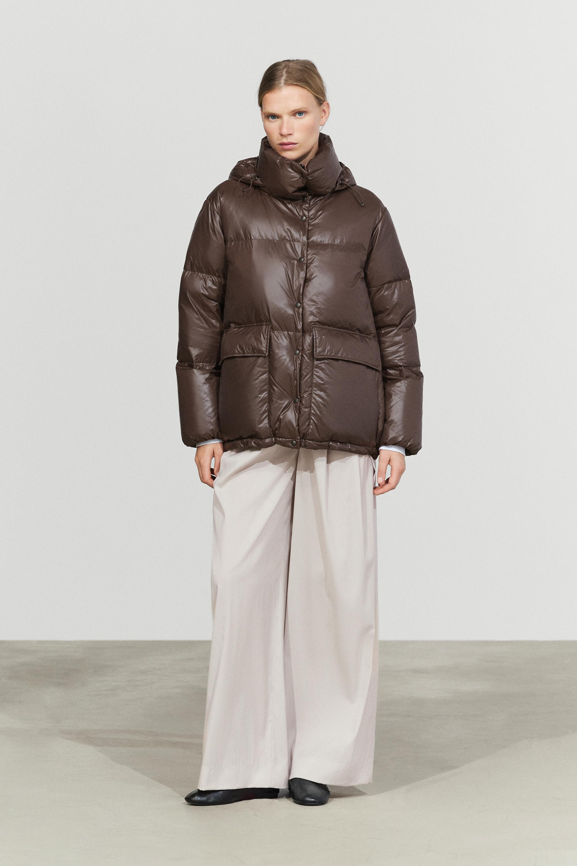 Stand-up collar down jacket — BROWN
