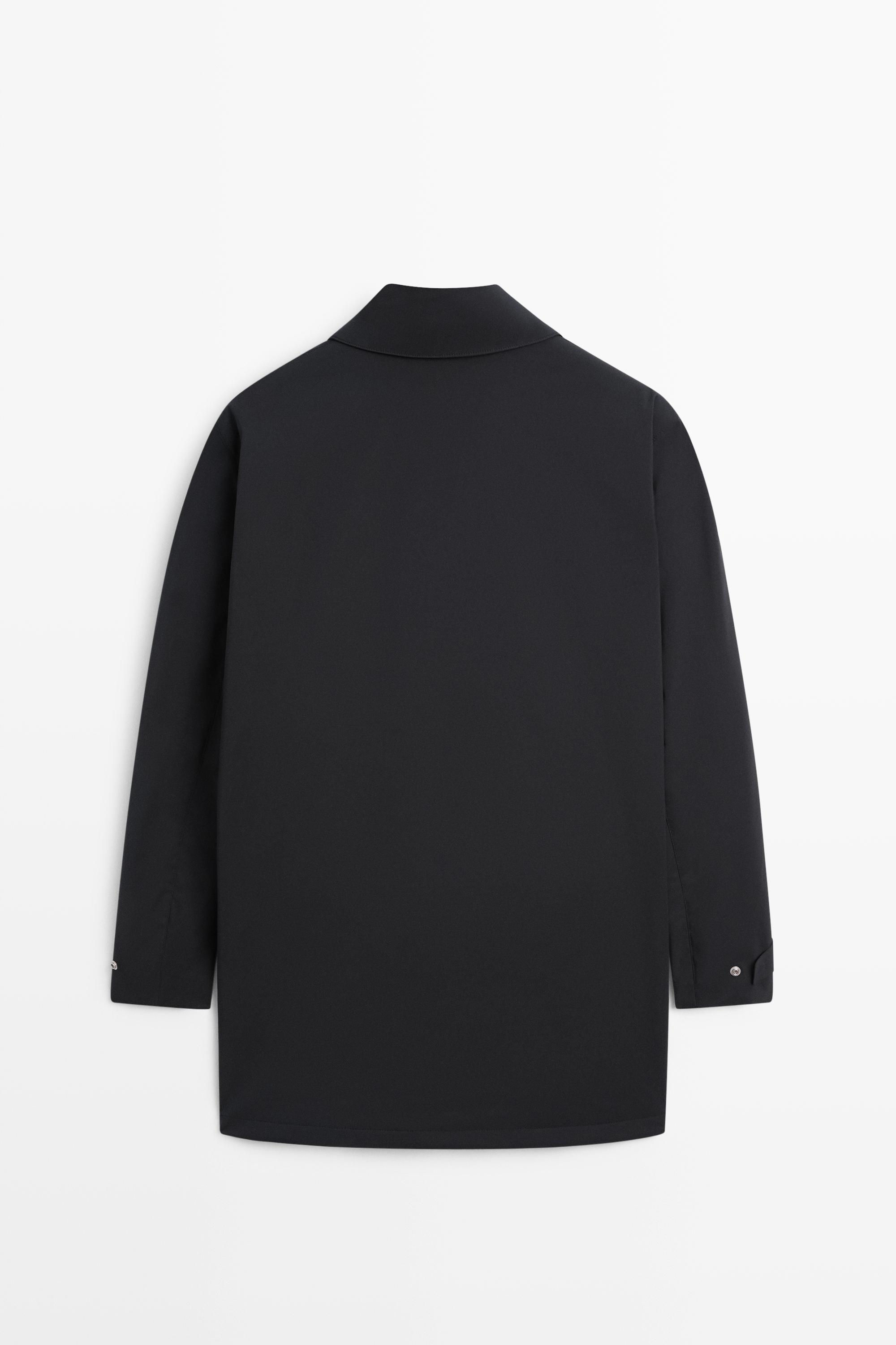 Long collar detail trench coat — DARK NAVY