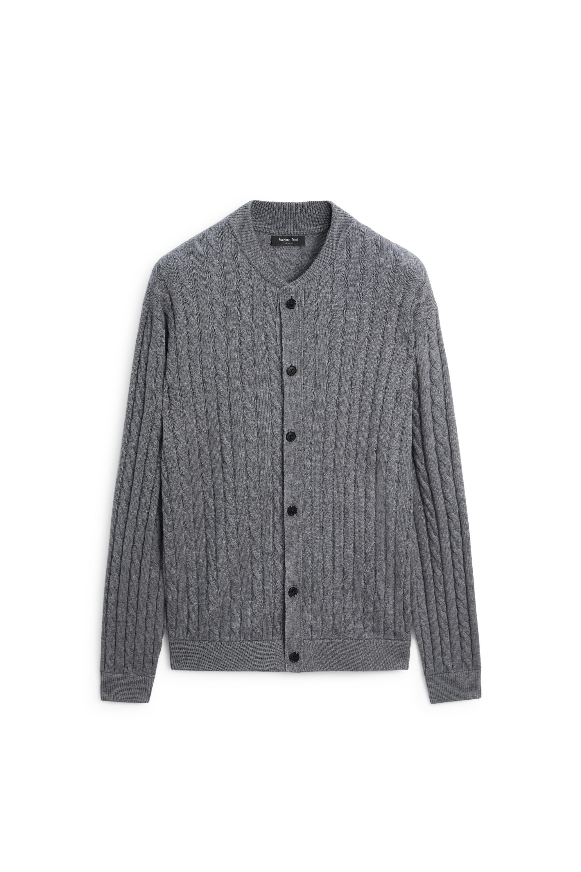 Braided knit bomber cardigan — ANTHRACITE GREY