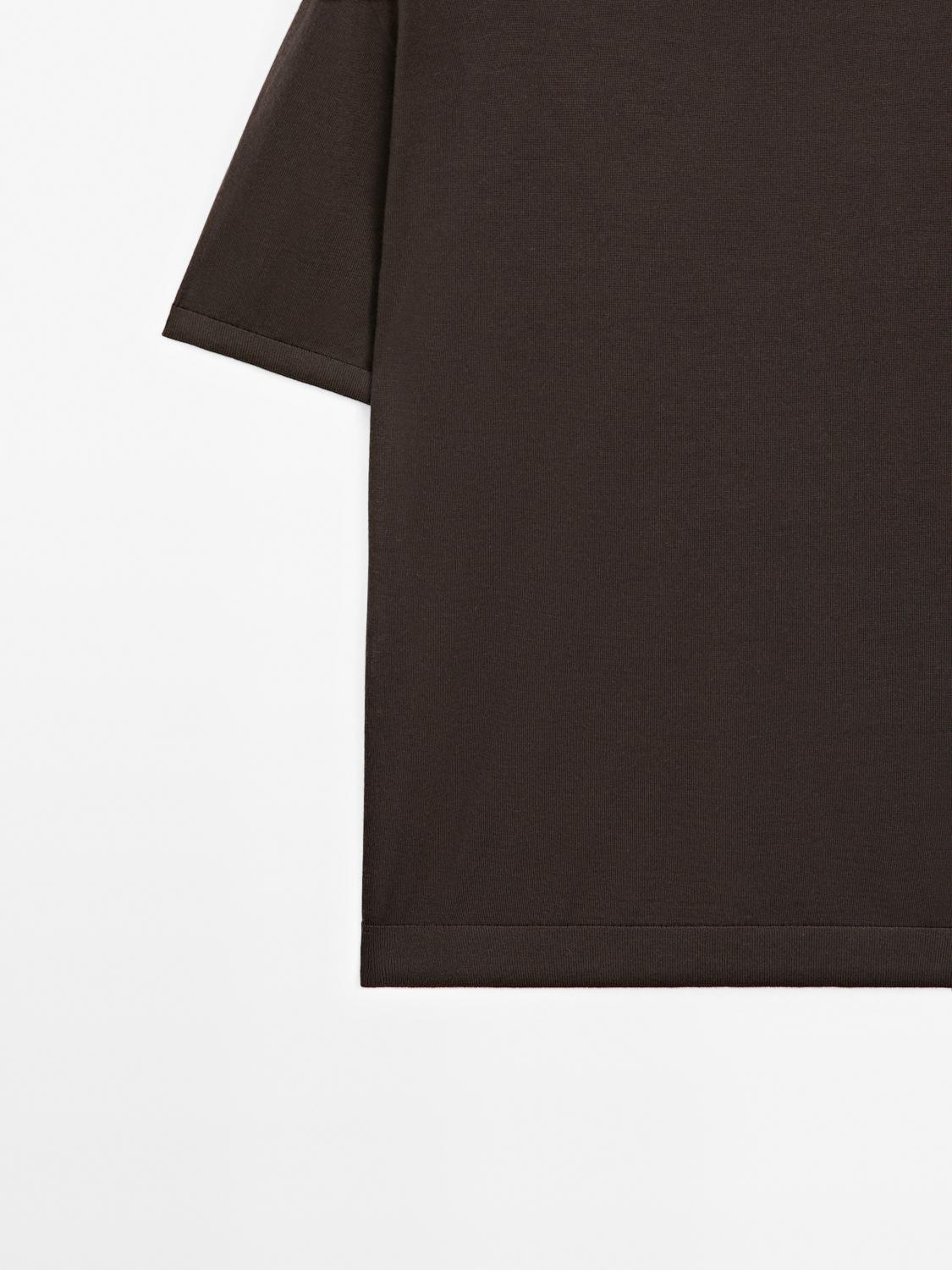 Short sleeve knit wool blend T-shirt