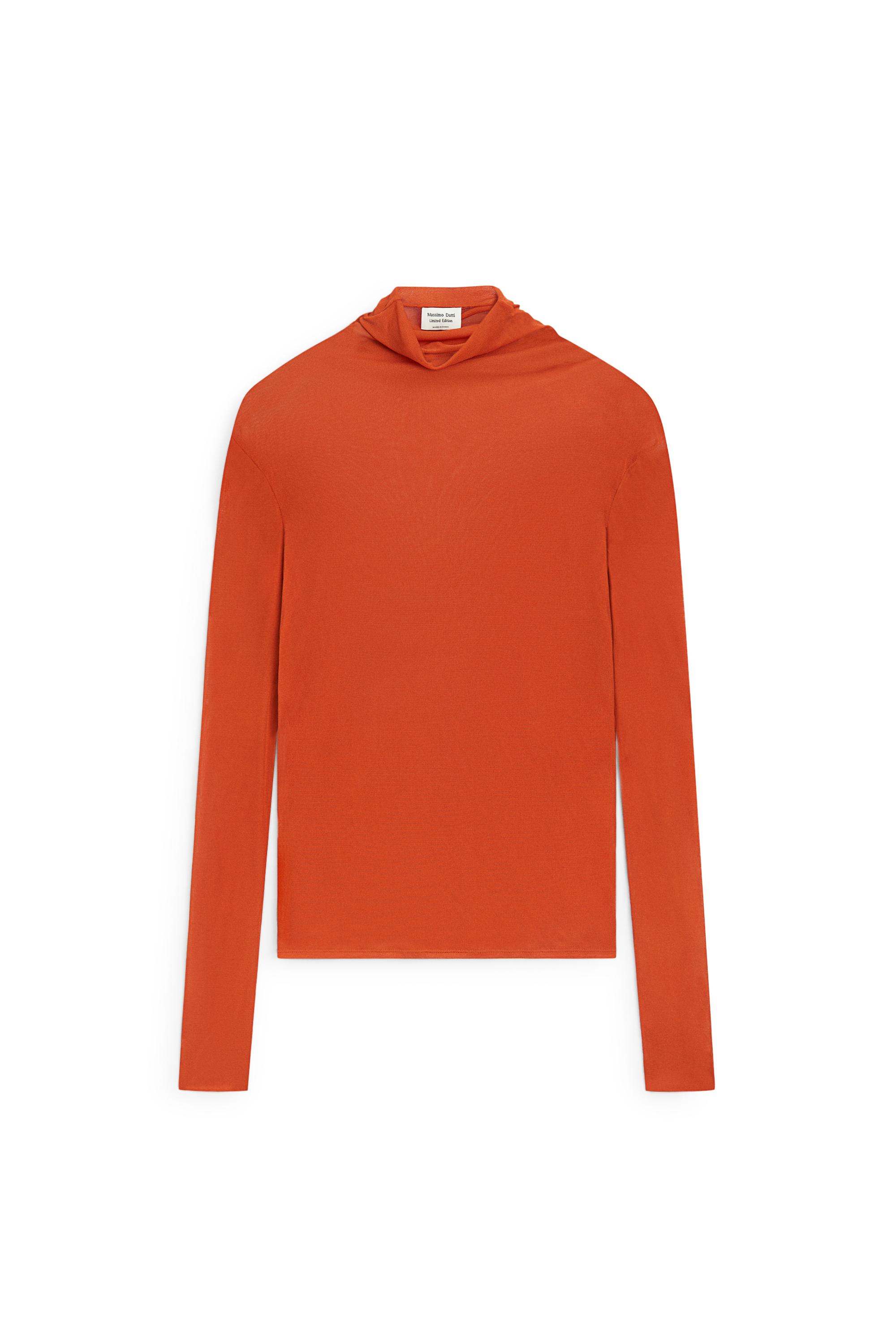 100% silk funnel neck T-shirt - LIMITED EDITION by Massimo Dutti