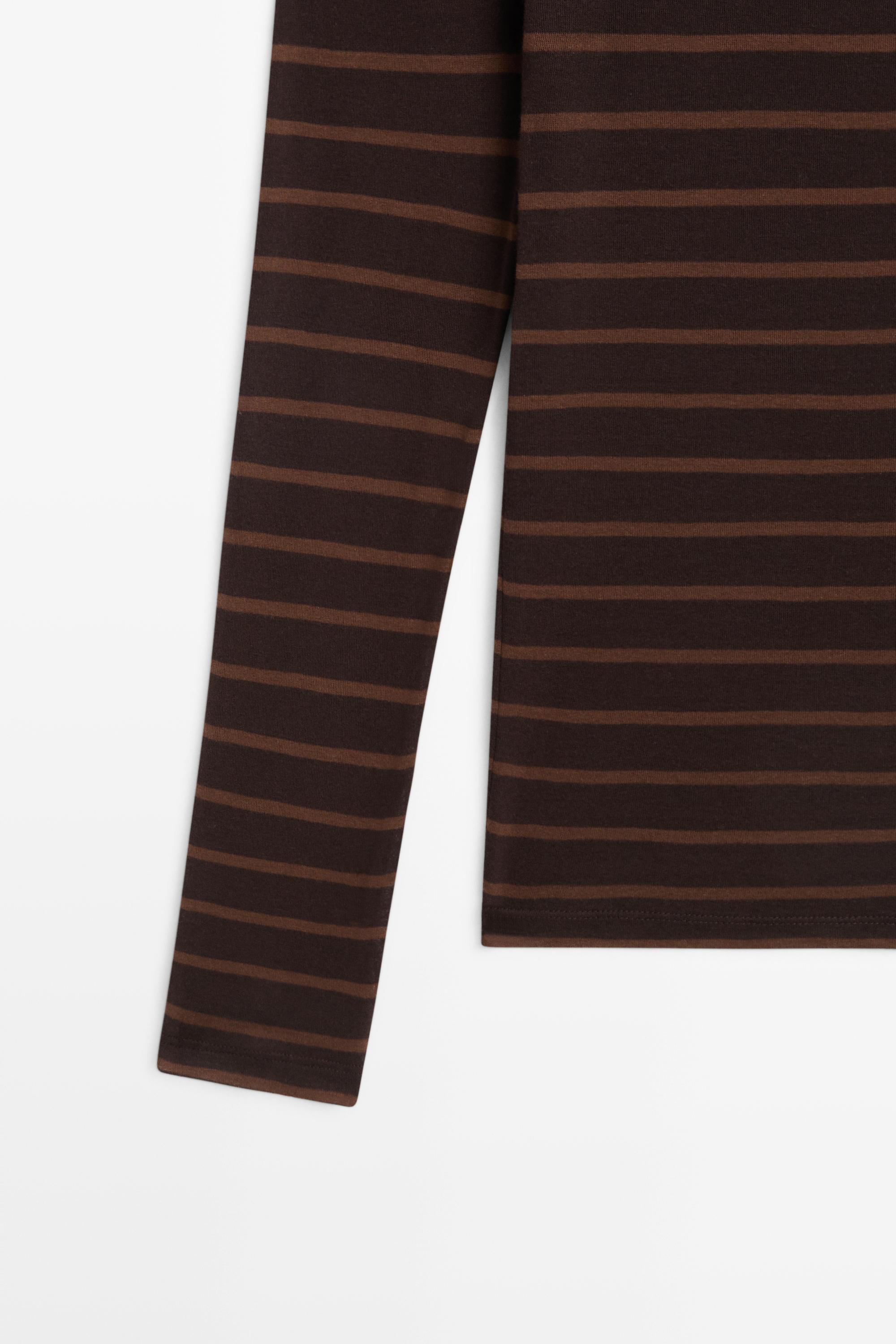 Long sleeve striped T-shirt — BROWN