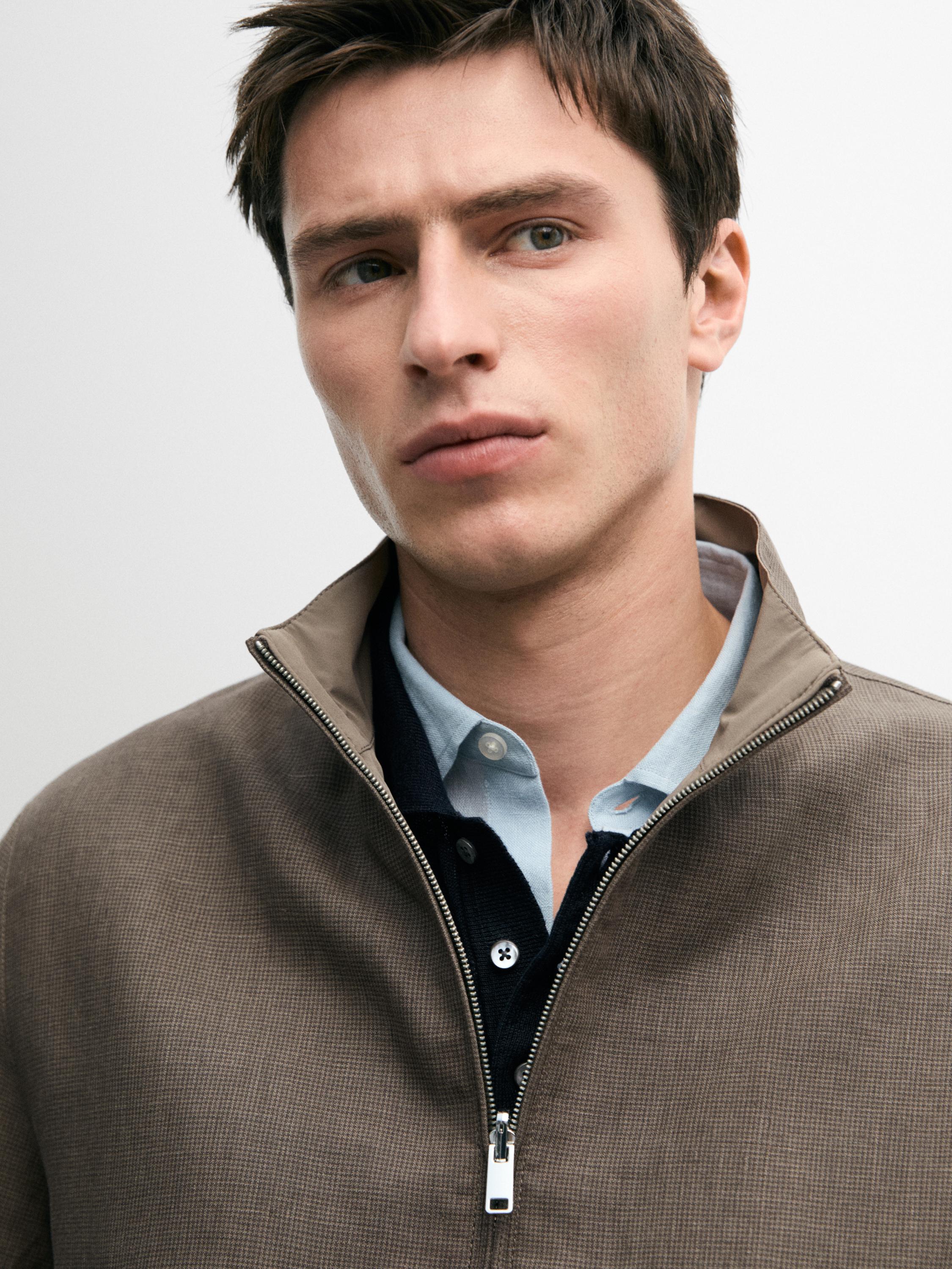Short reversible linen blend jacket — MINK
