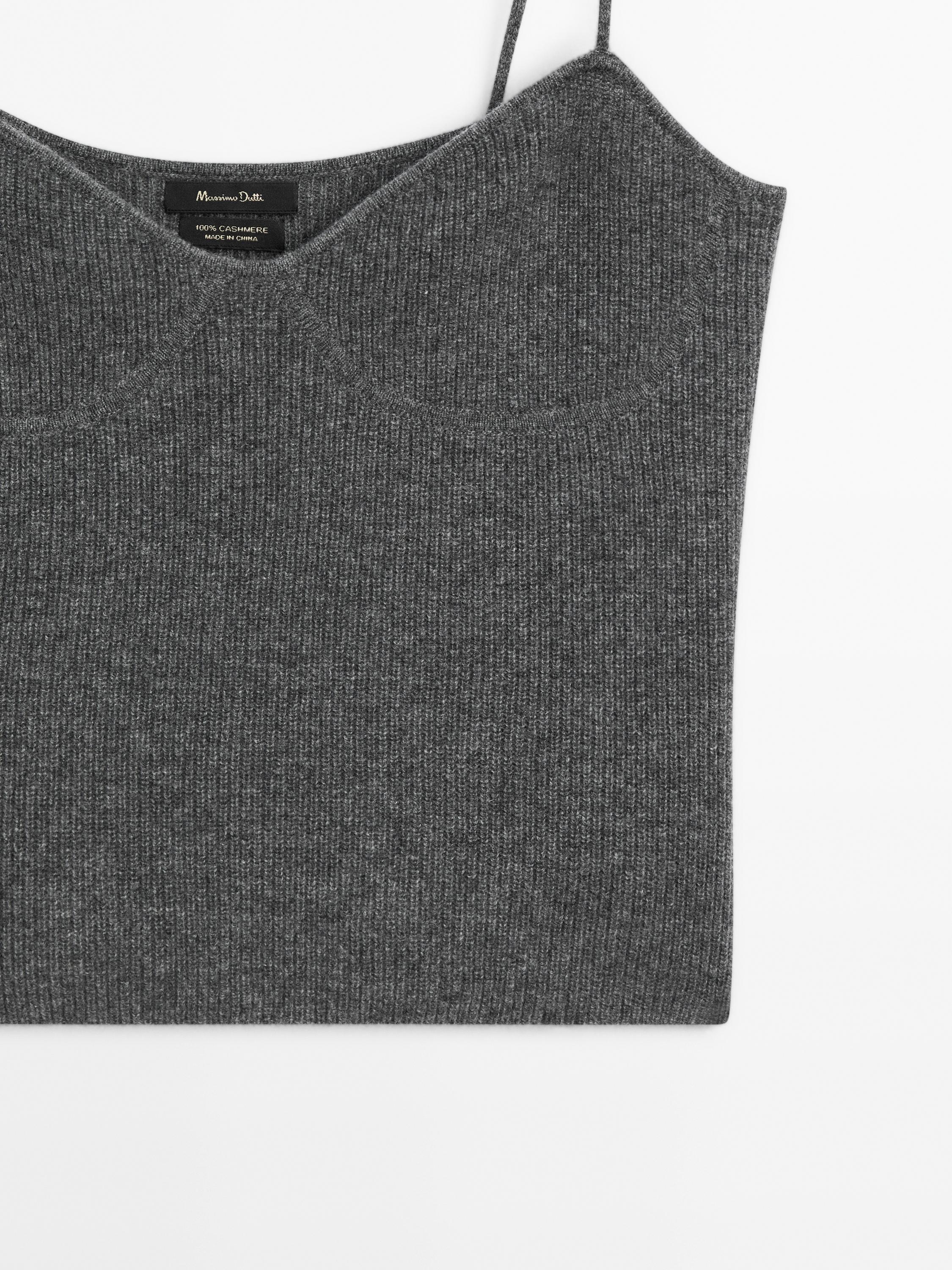 100% cashmere knit strappy top