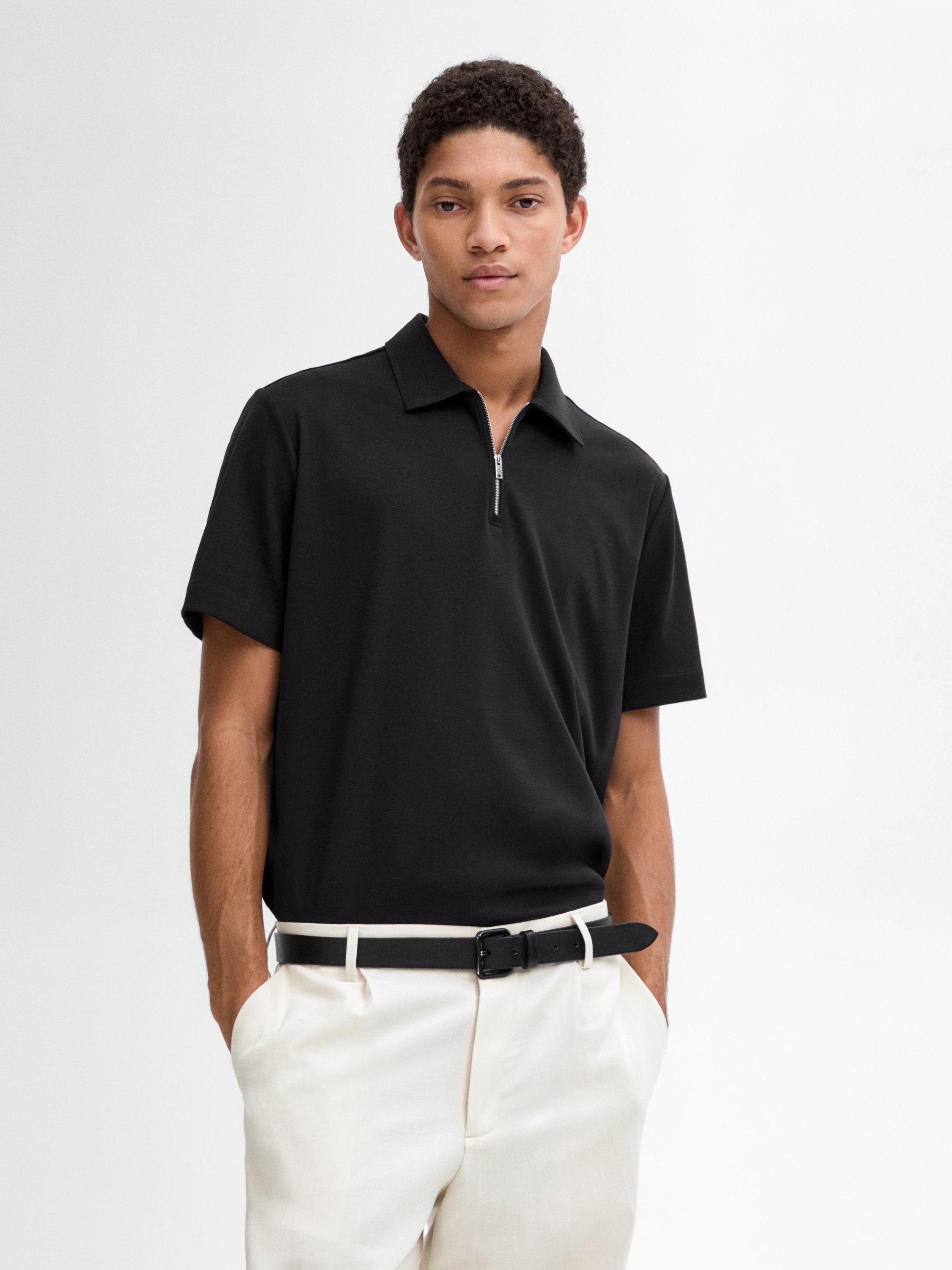 100% cotton polo shirt with zip collar