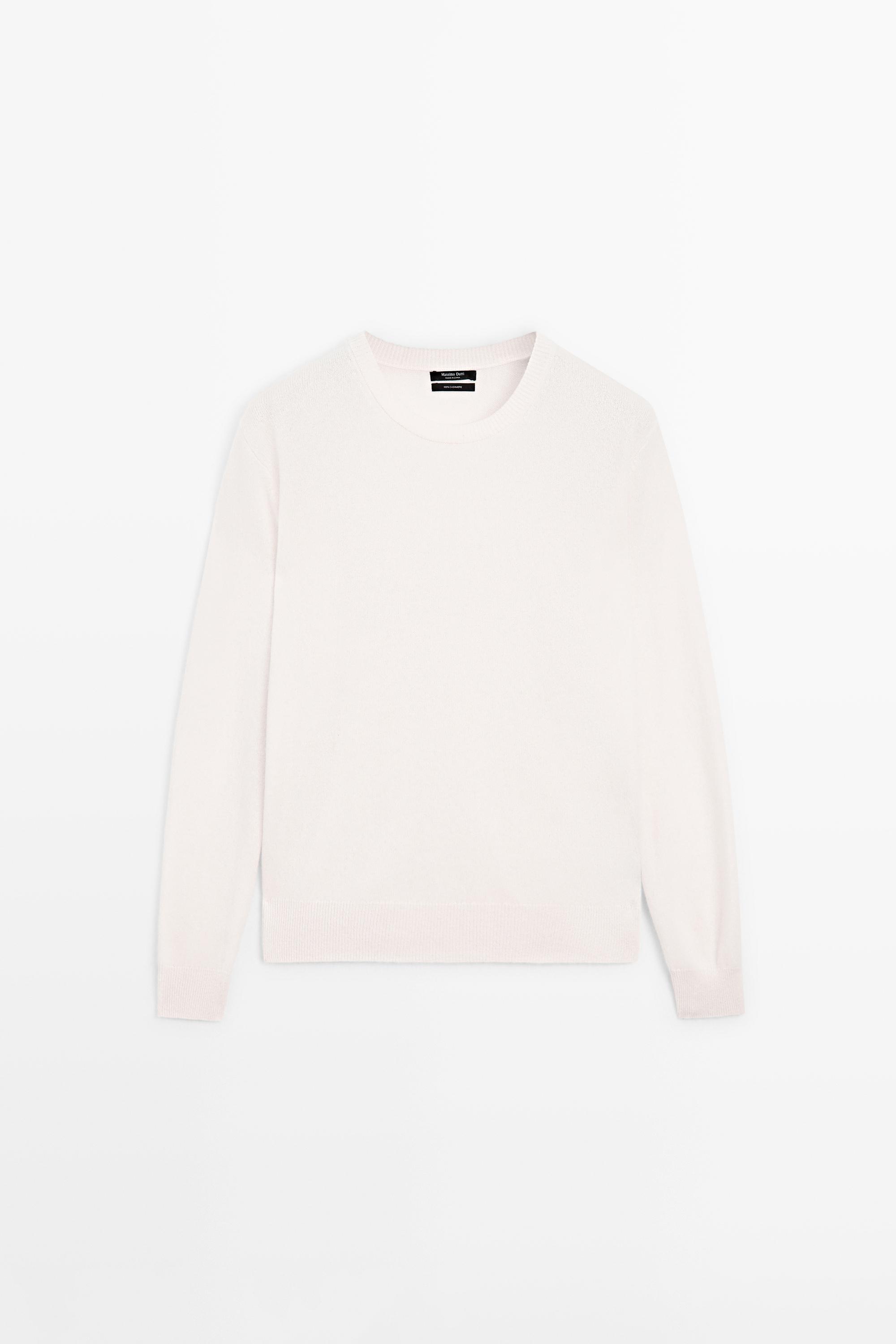 100% cashmere long sleeve sweater — CREAM