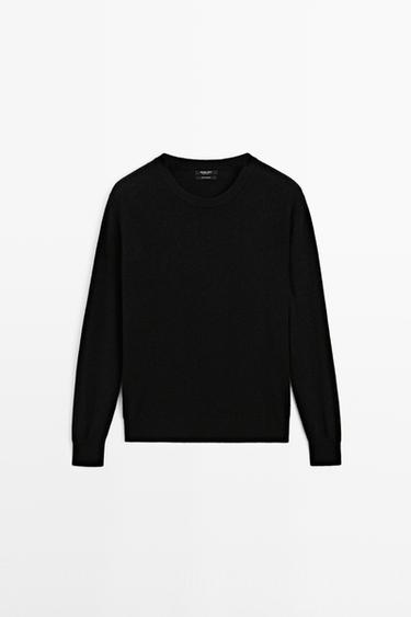 100% cashmere long sleeve sweater — BLACK 2