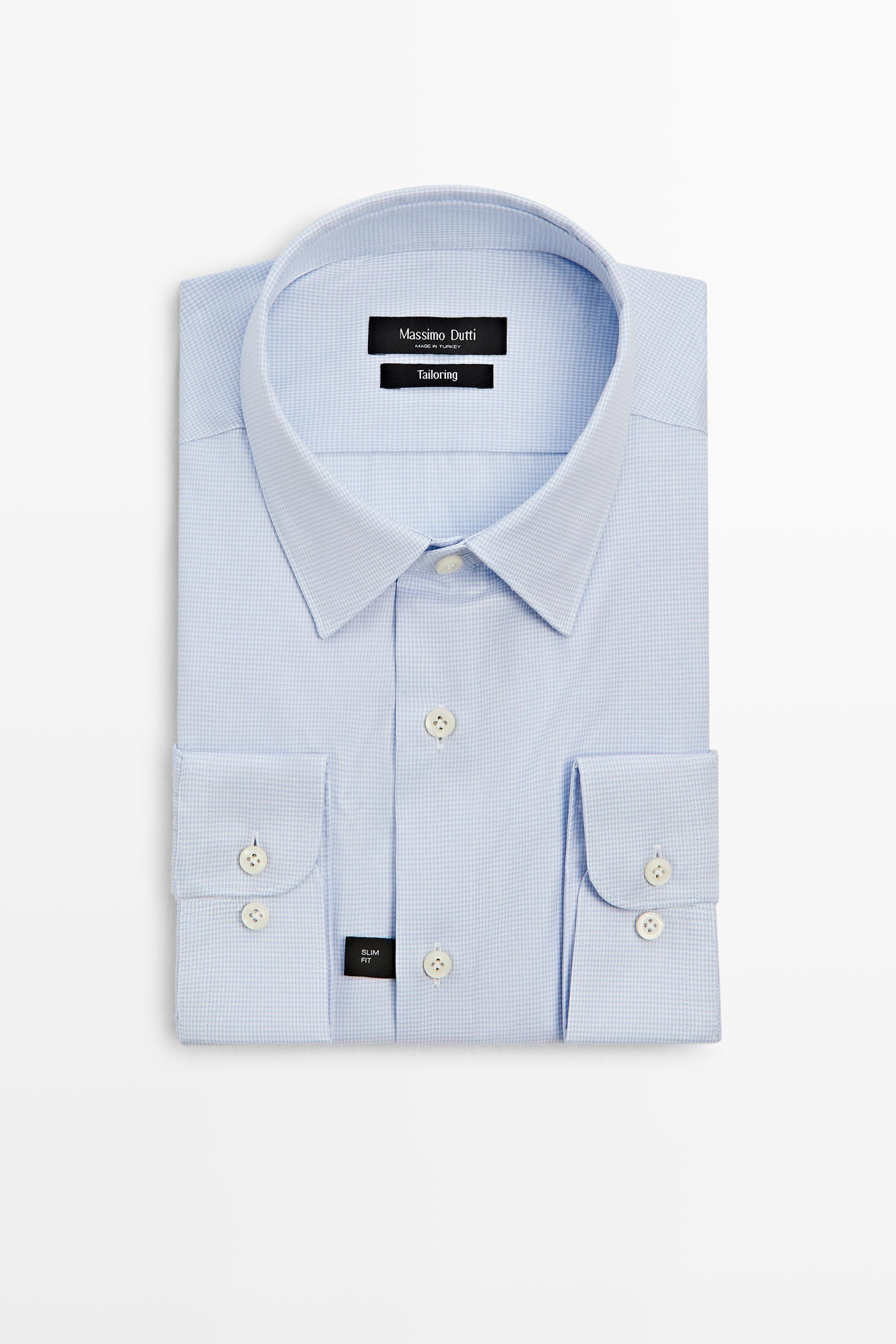 Camisa slim fit microcuadro tailoring