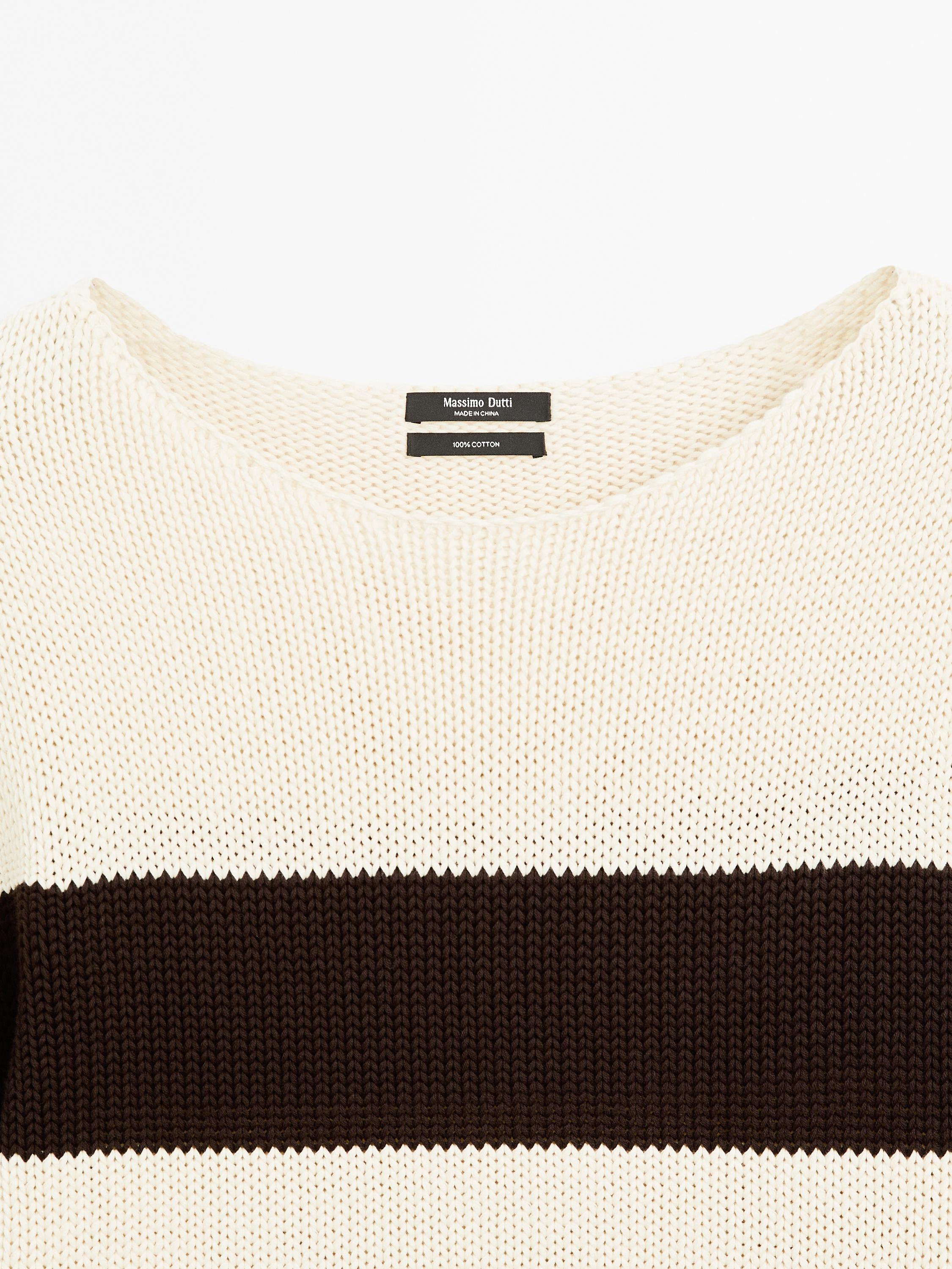 100% cotton striped knit sweater