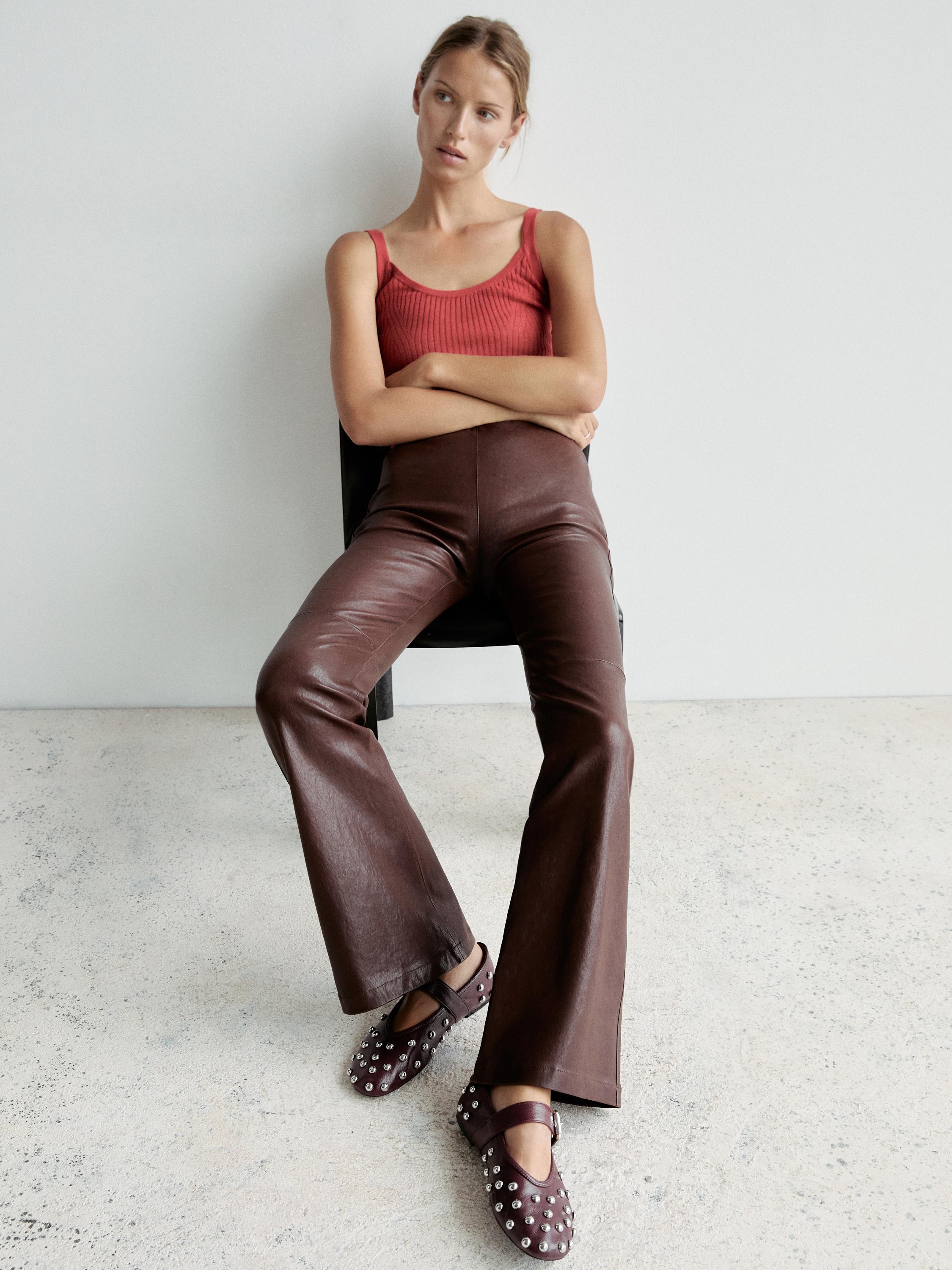 Ballet flats with studded buckles