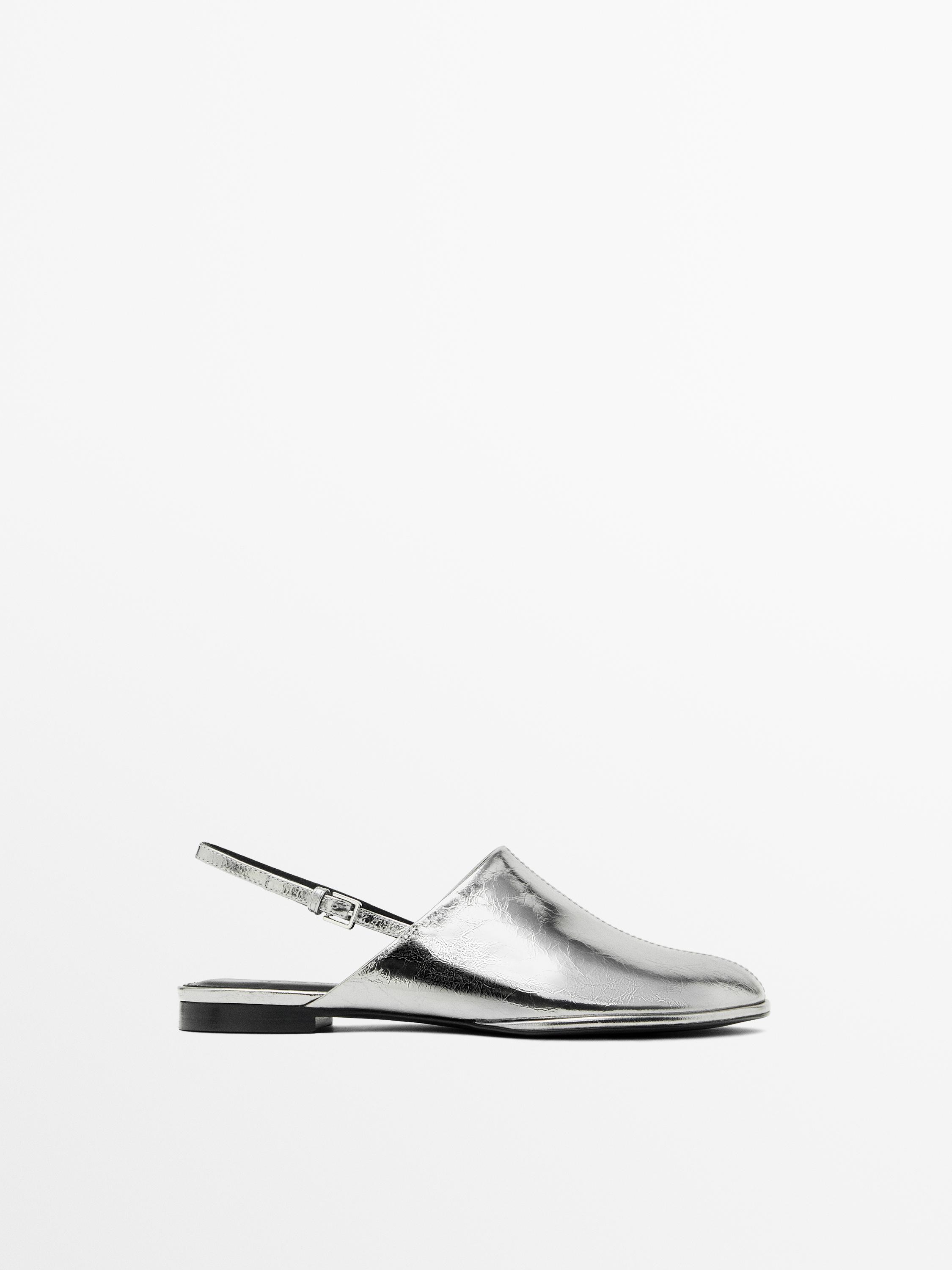 metallic flat shoes