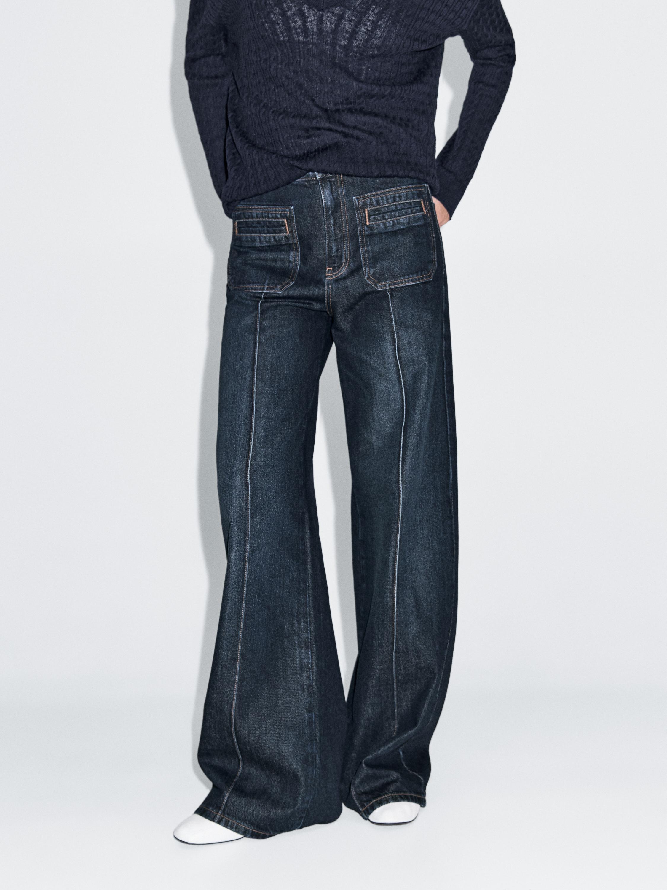 Mid-rise wide-leg jeans