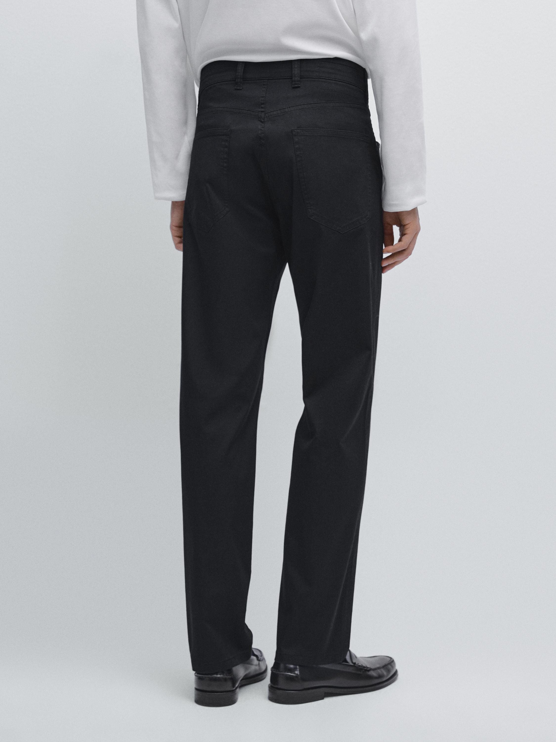 Slim-fit lightweight textured weave denim trousers