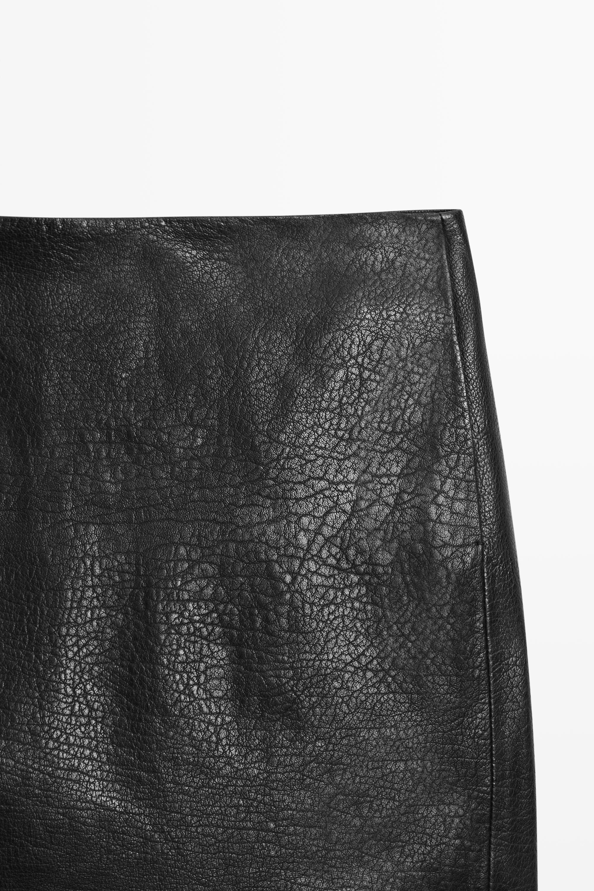 Nappa leather mini skirt — BLACK
