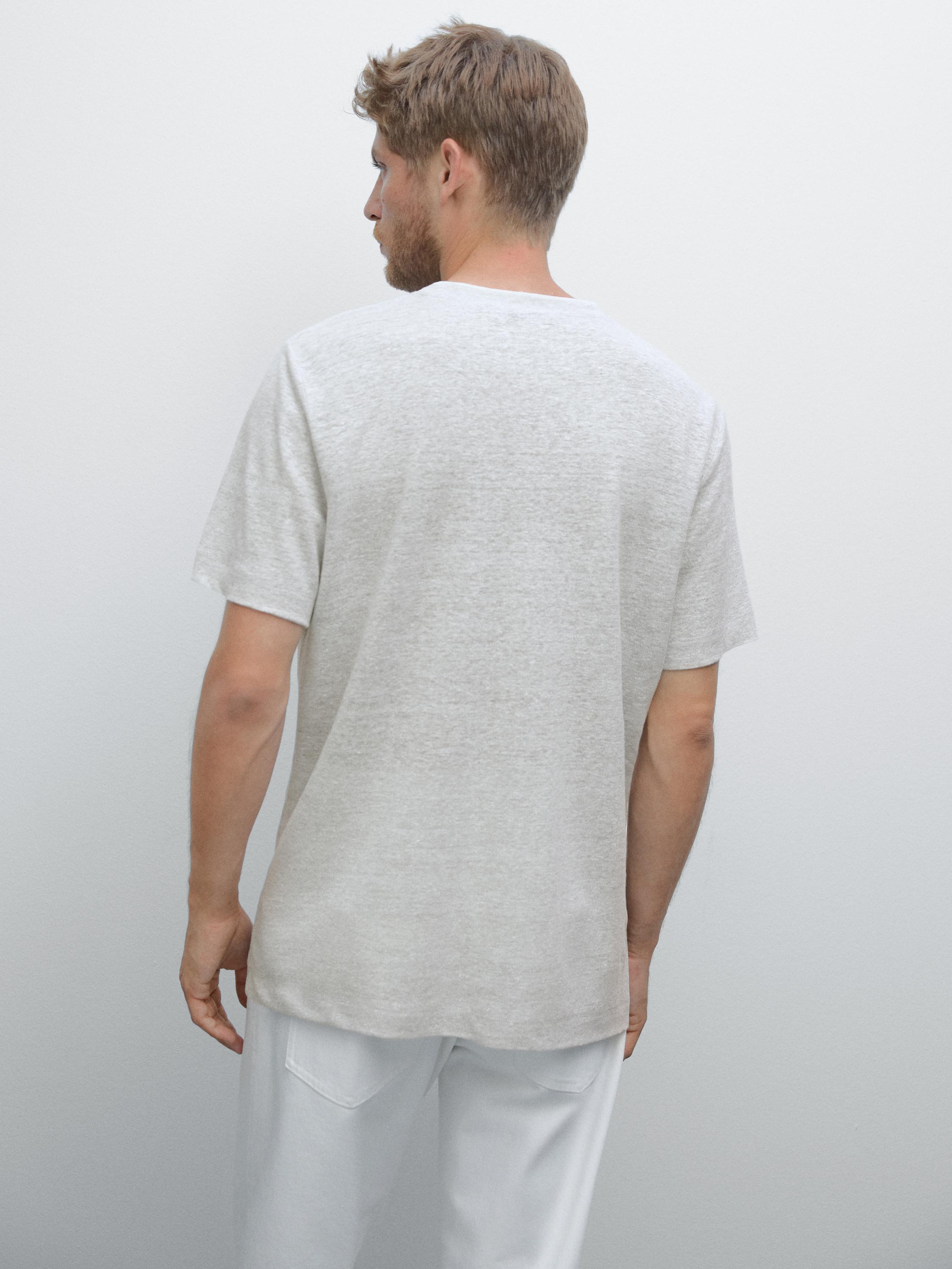 Camiseta punto contraste mezcla lino