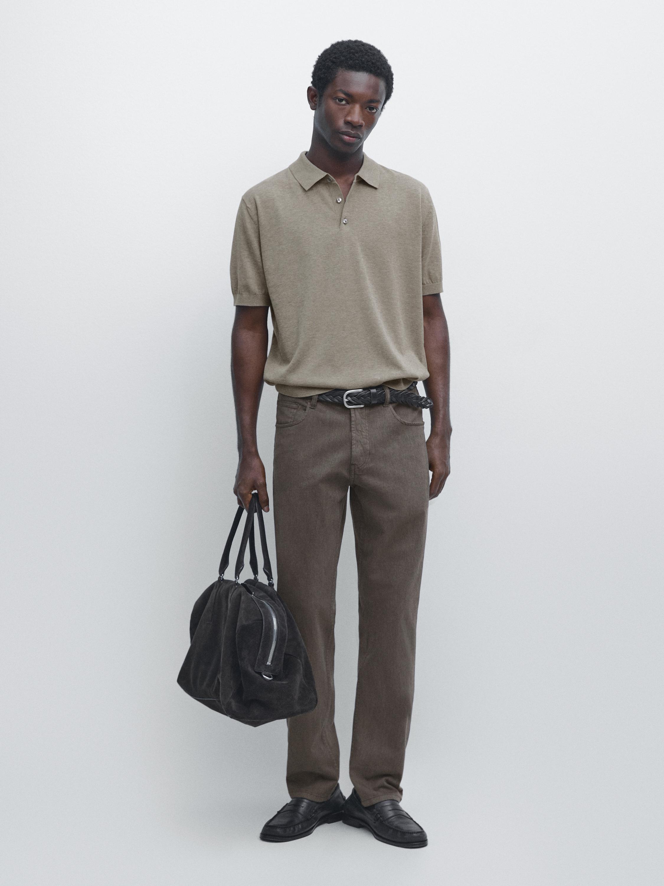 Camisola tipo polo de malha de algodão