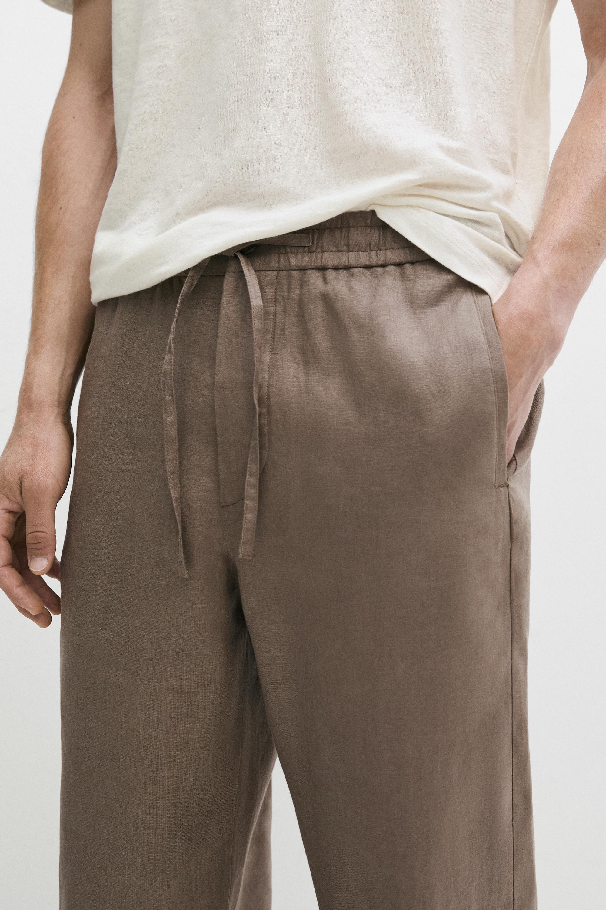100% linen relaxed fit pants — MINK