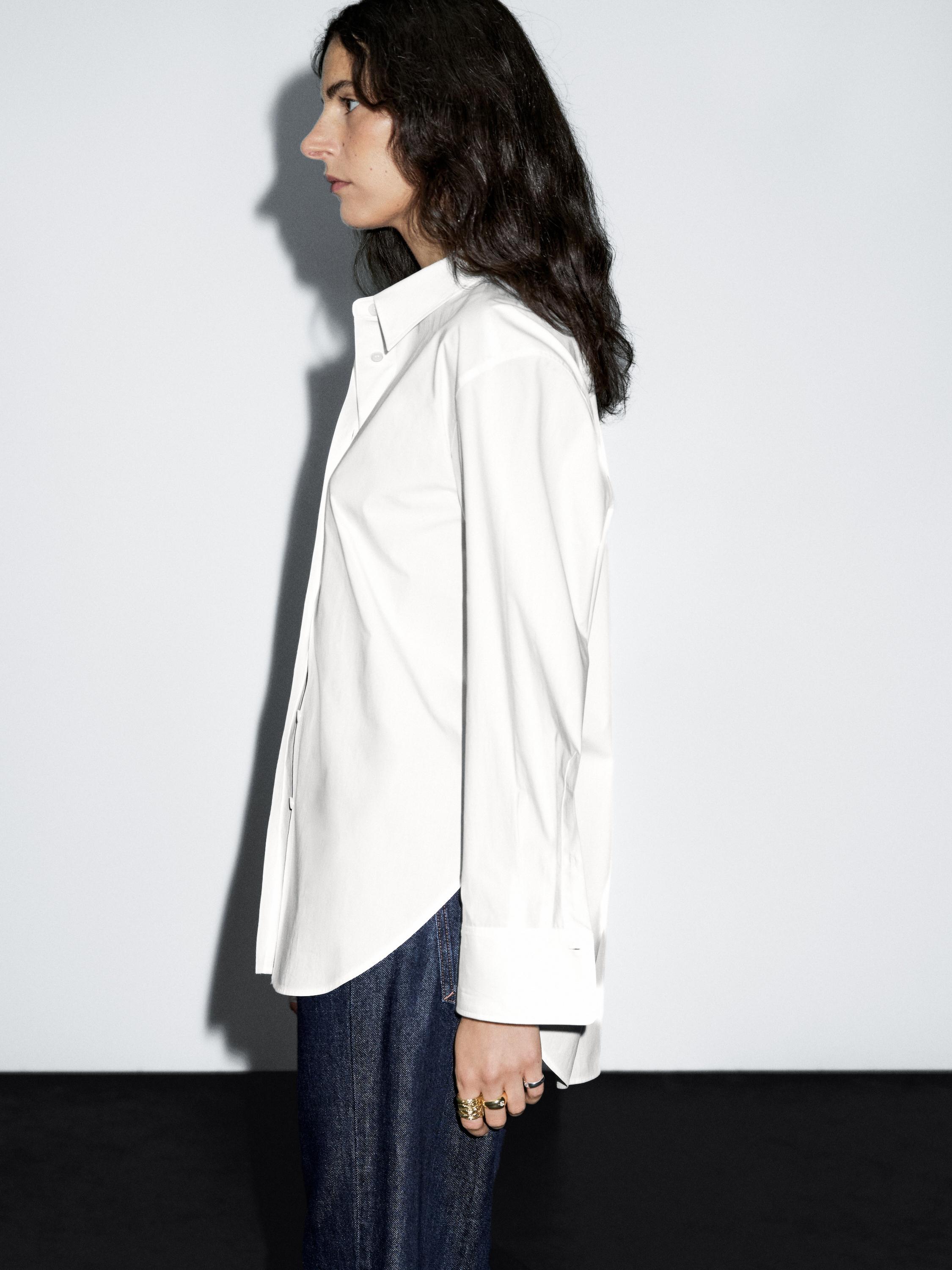 Long 100% cotton poplin shirt