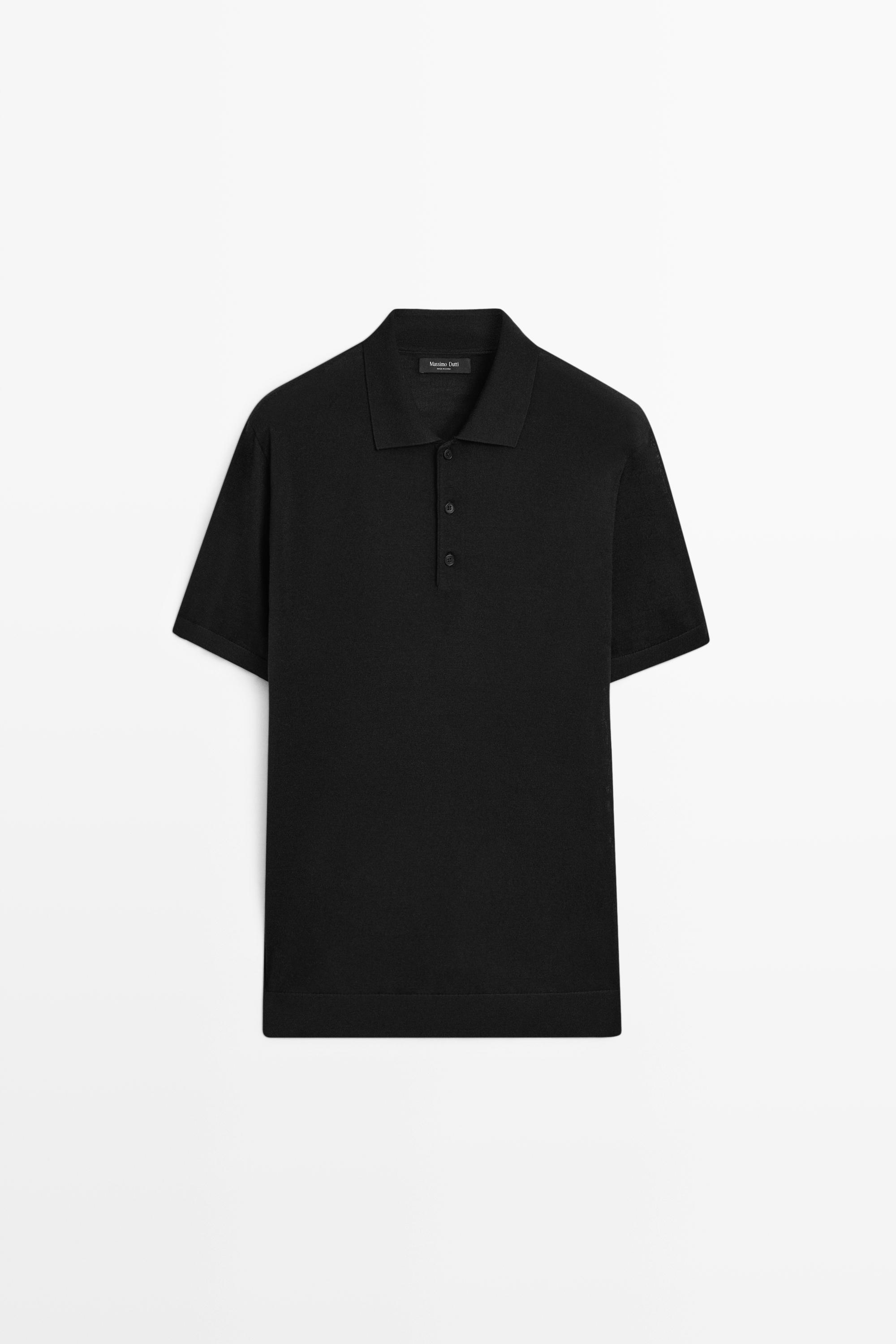 Wool blend knit polo shirt