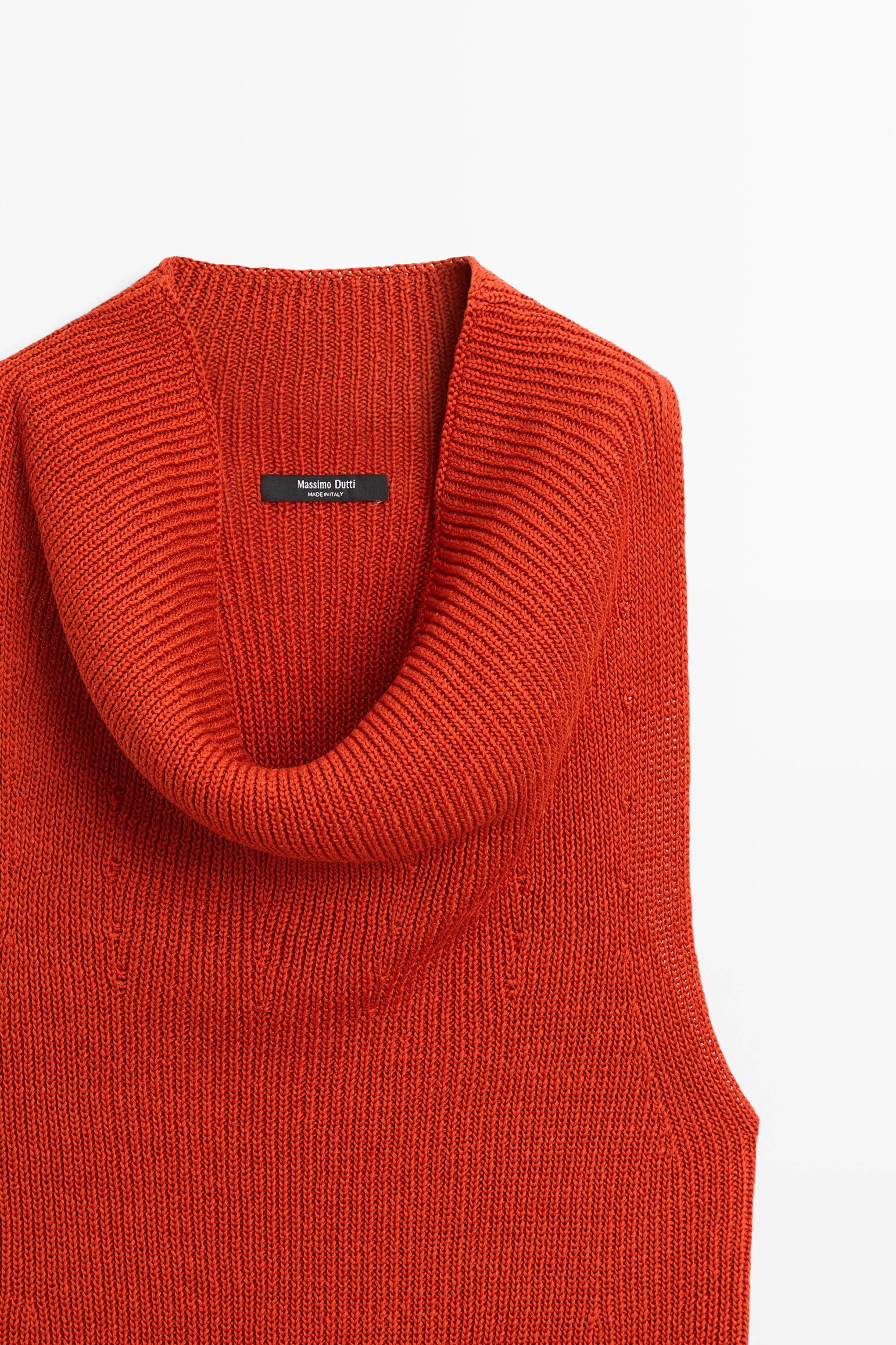Cotton top with cowl neckline — BURNT ORANGE
