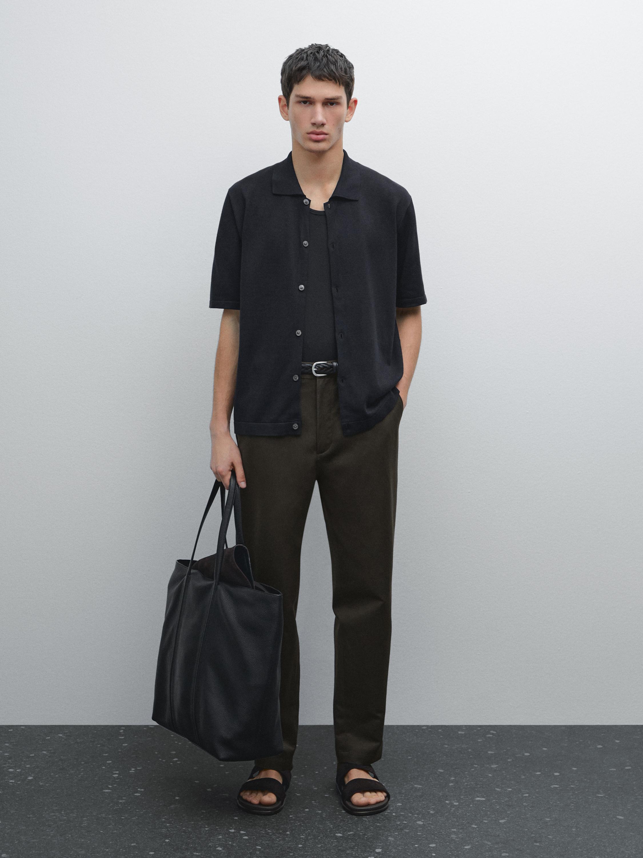 كارديغان بأكمام قصيرة من القطن المخلوط