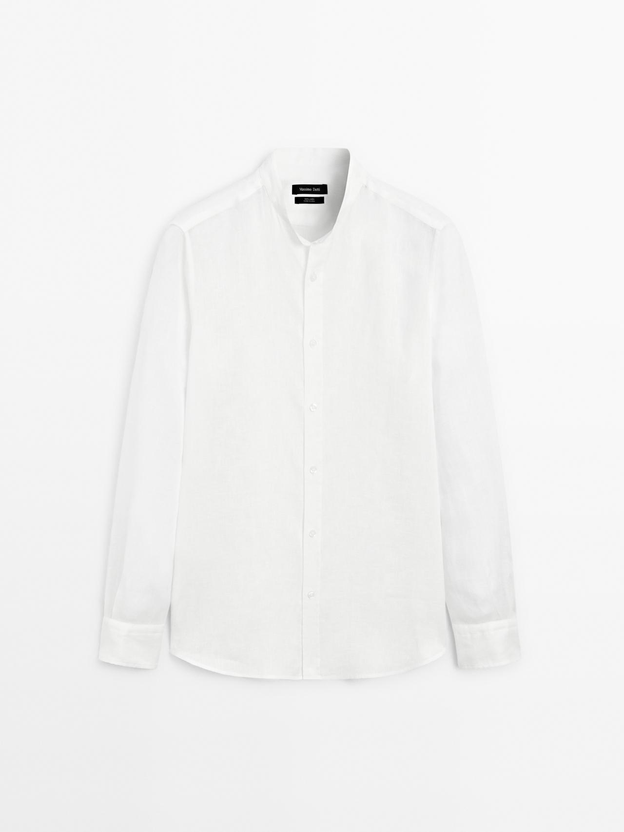 Massimo Dutti - Herre - Regular Fit Skjorte Med Ståkrave - Hvid - M