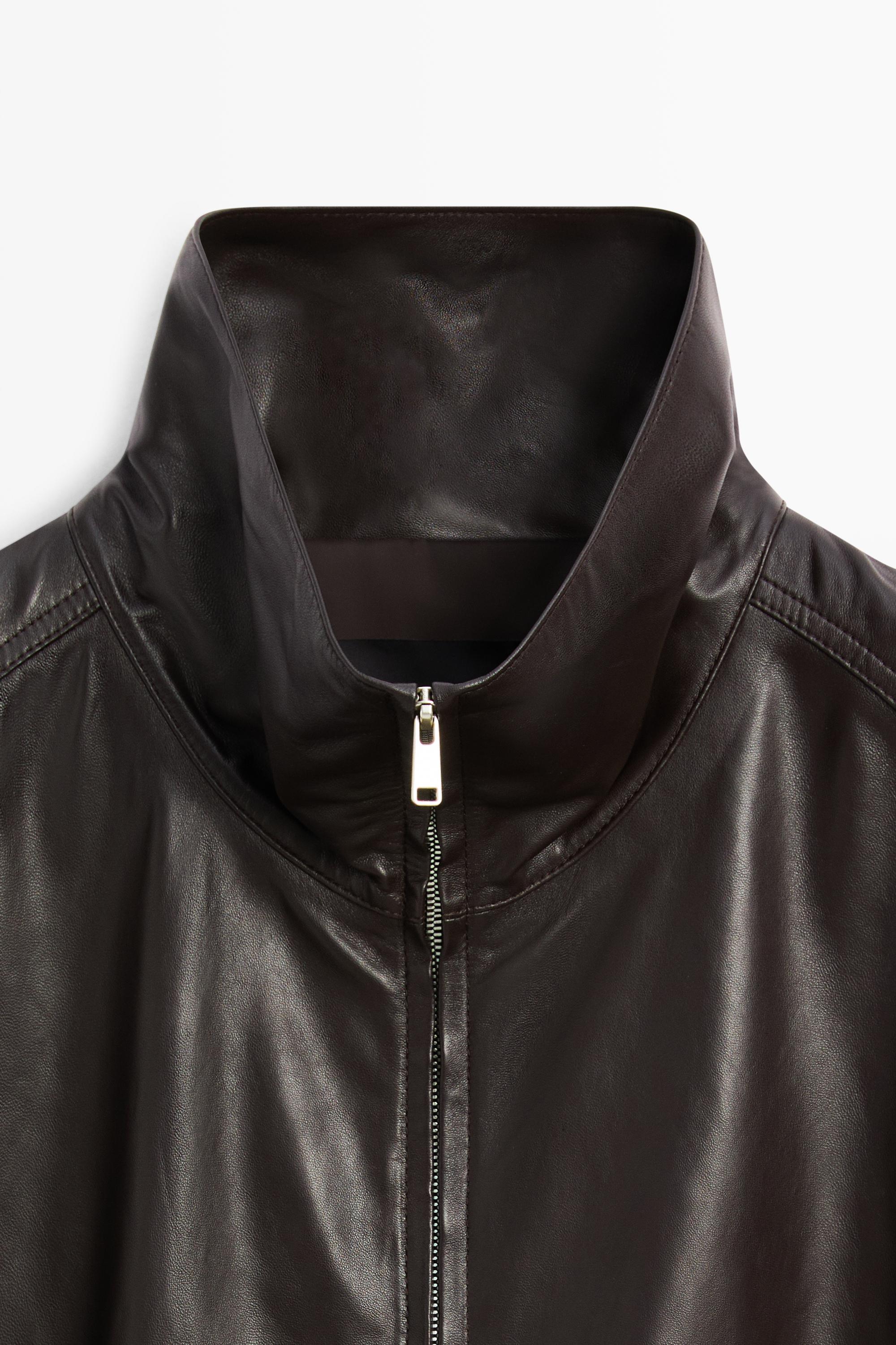 Nappa leather bomber gilet — BROWN