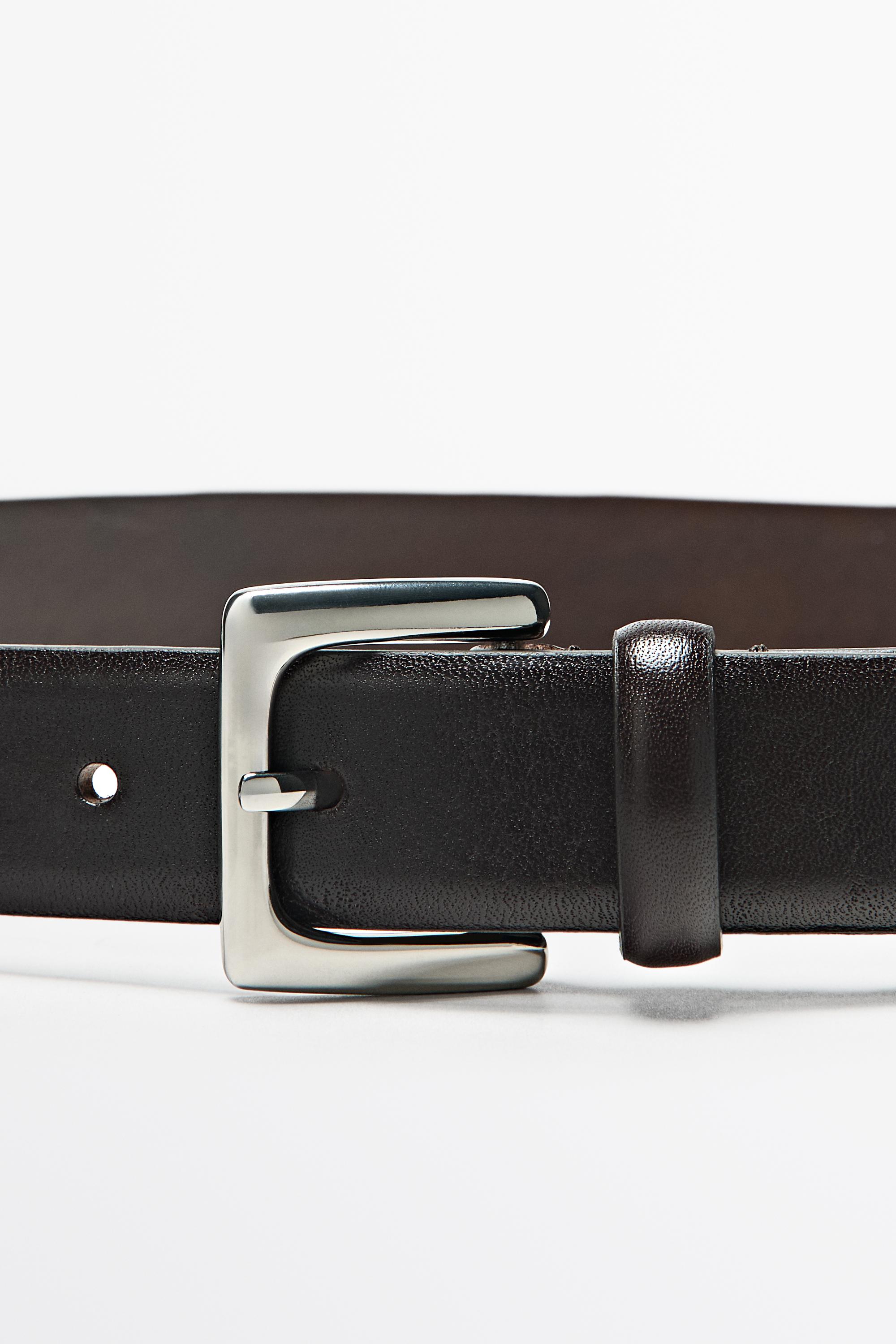 Nappa leather belt with square buckle